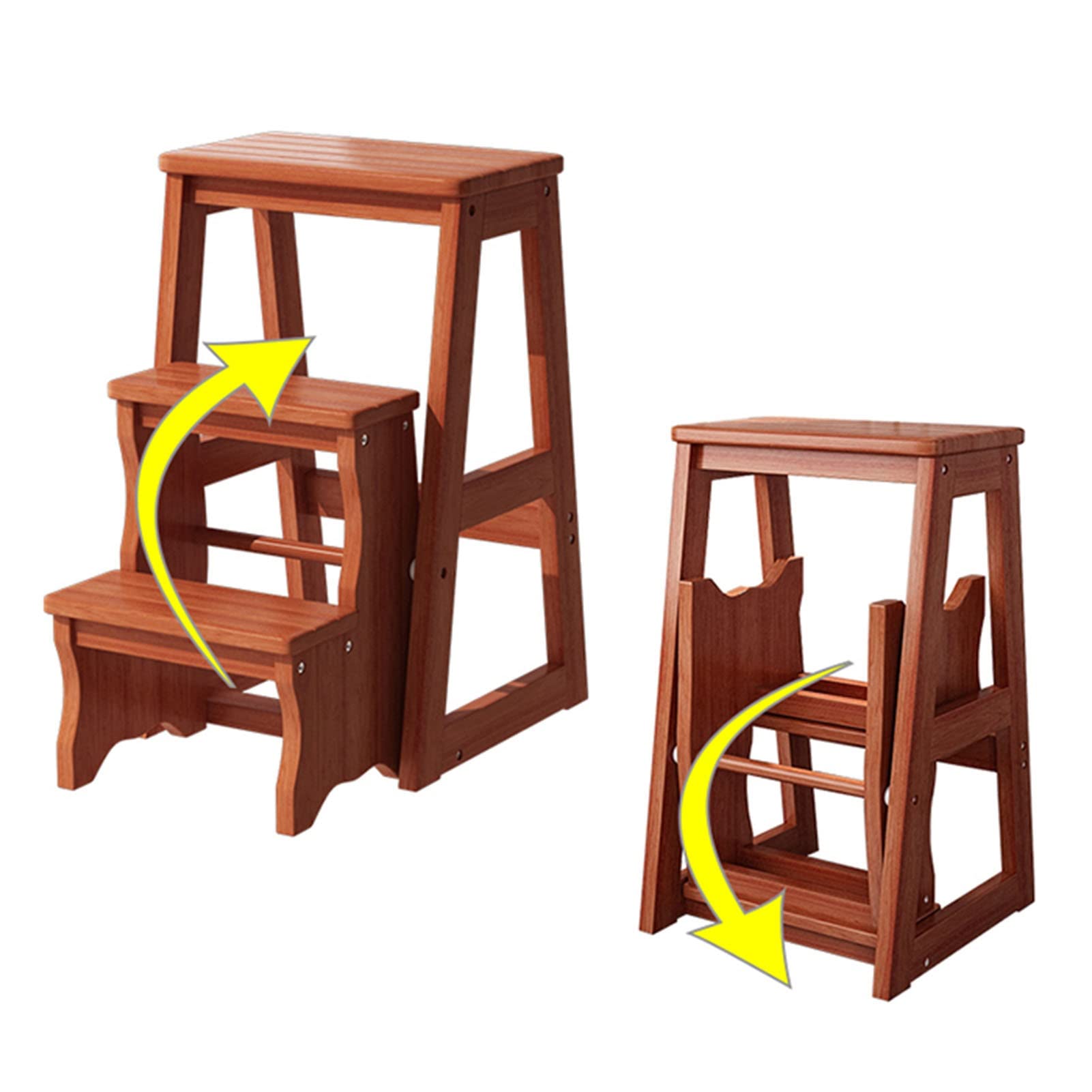 KAZUP 3-Step Wooden Folding Step Stool for Home, Indoor Climbing Stool with Non-Slip Surface, Compact Ladder Chair for Kitchen, Bathroom & Kids - Perfect for Reaching High Shelves, Organizing & Toddler Independence