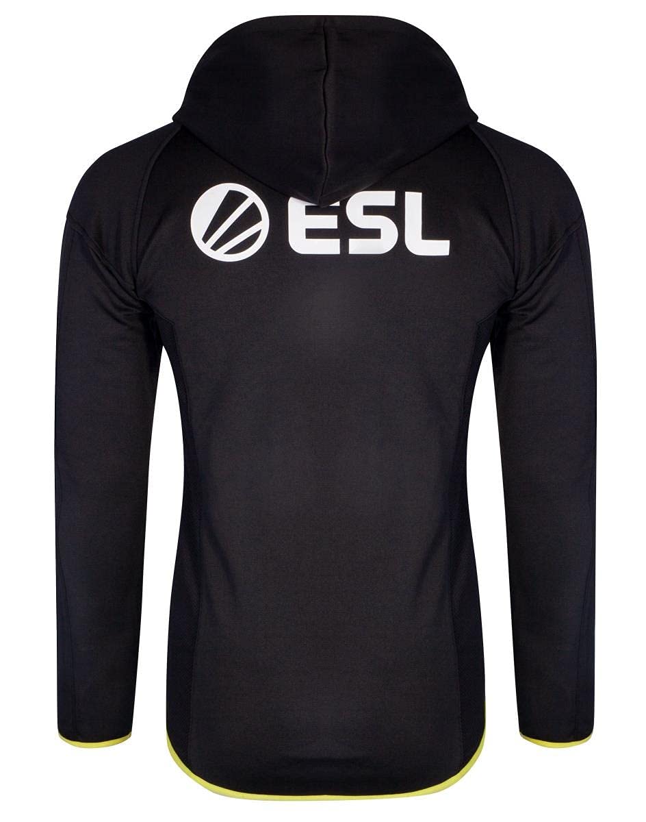 Official ESL Hoodie Teq Logo - Men's Black Zip-Up Hooded Sweatshirt Size S | Gaming Apparel for Esports Fans & Casual Wear