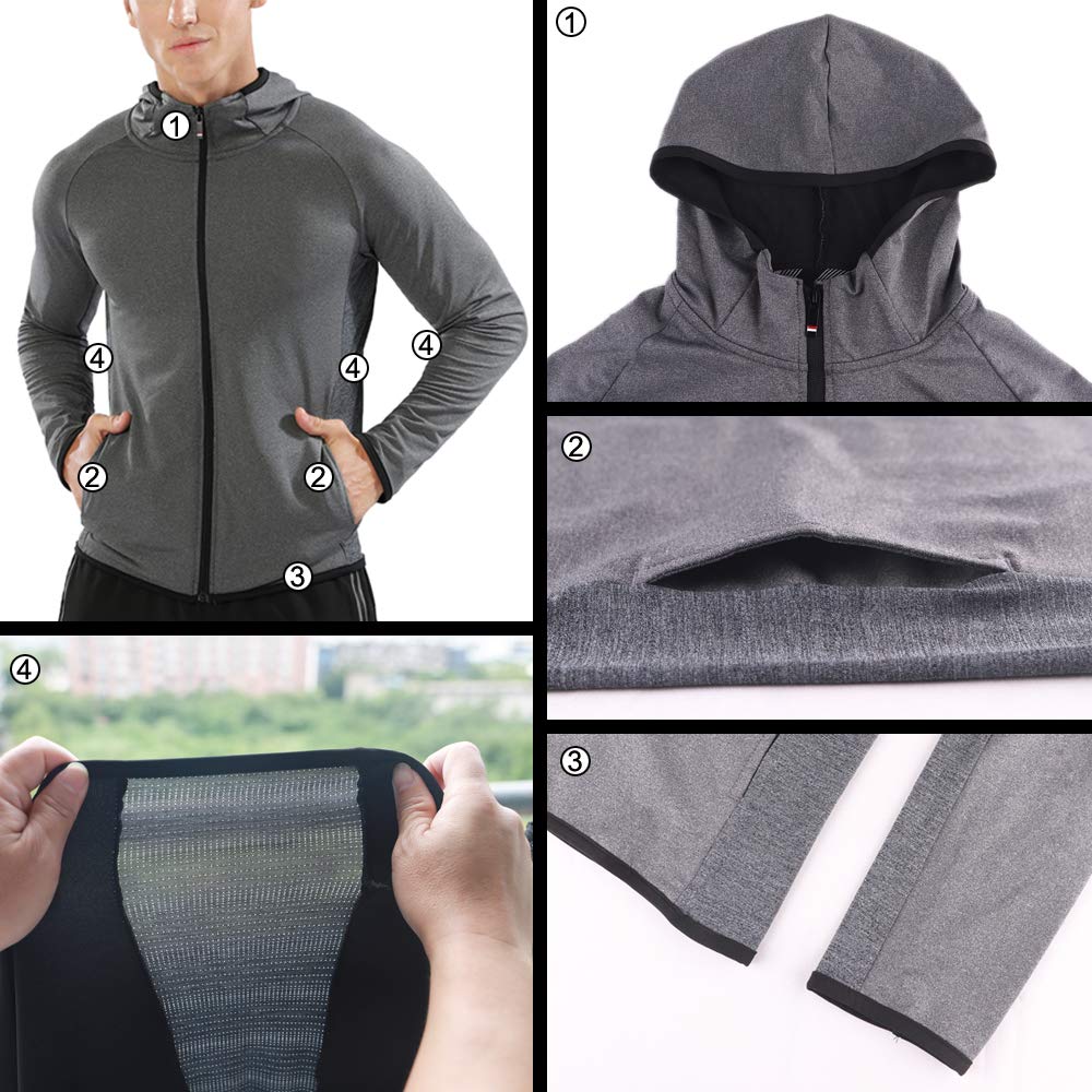Men's Zipper Running Hoodie - Lightweight Sport Jacket for Fitness & Gym - Breathable Workout Top for Jogging, Training & Outdoor Activities