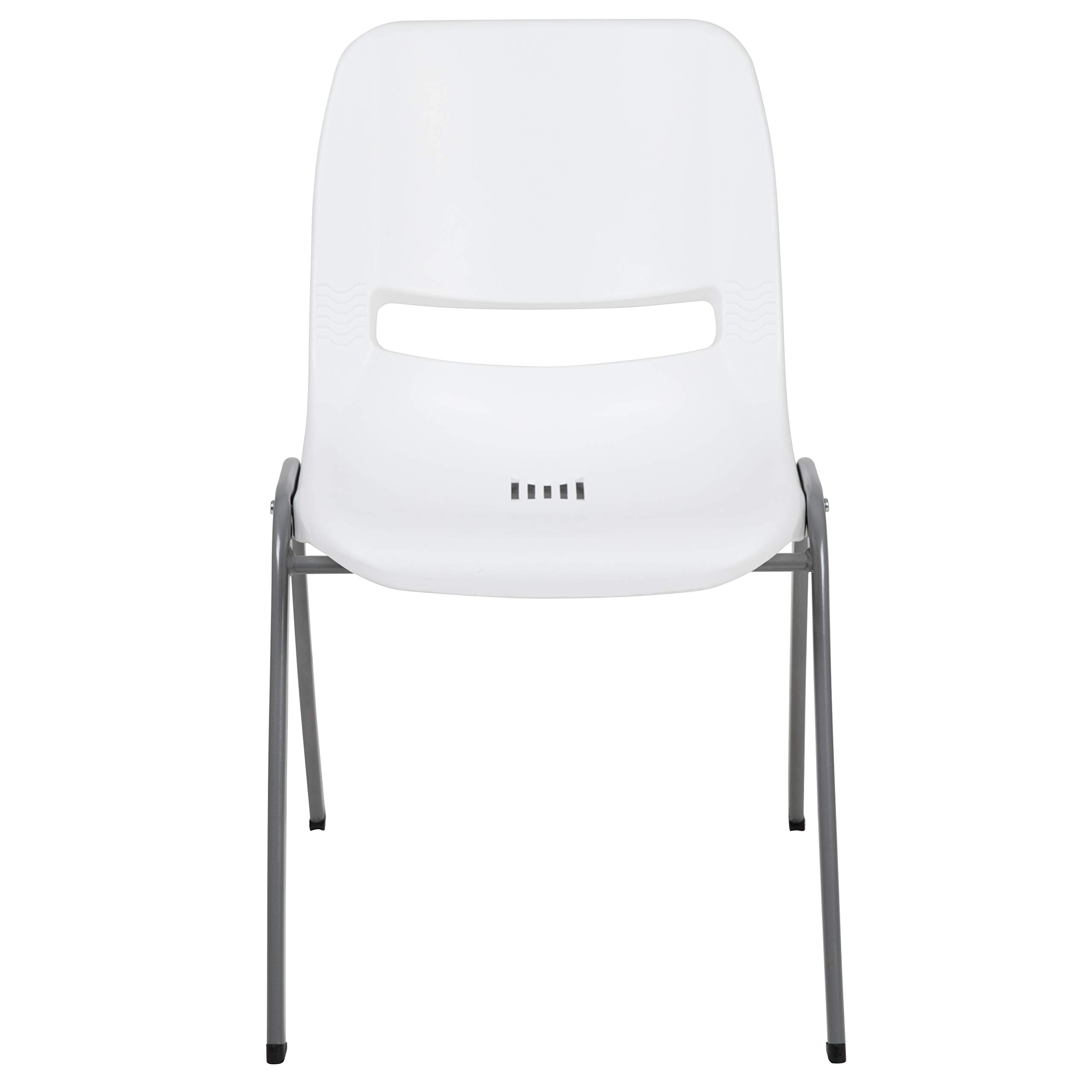 EMMA + OLIVER White Ergonomic Shell Student Stack Chair - Comfortable Classroom & Office Guest Chair for School, Conference Room, and Home Study Use