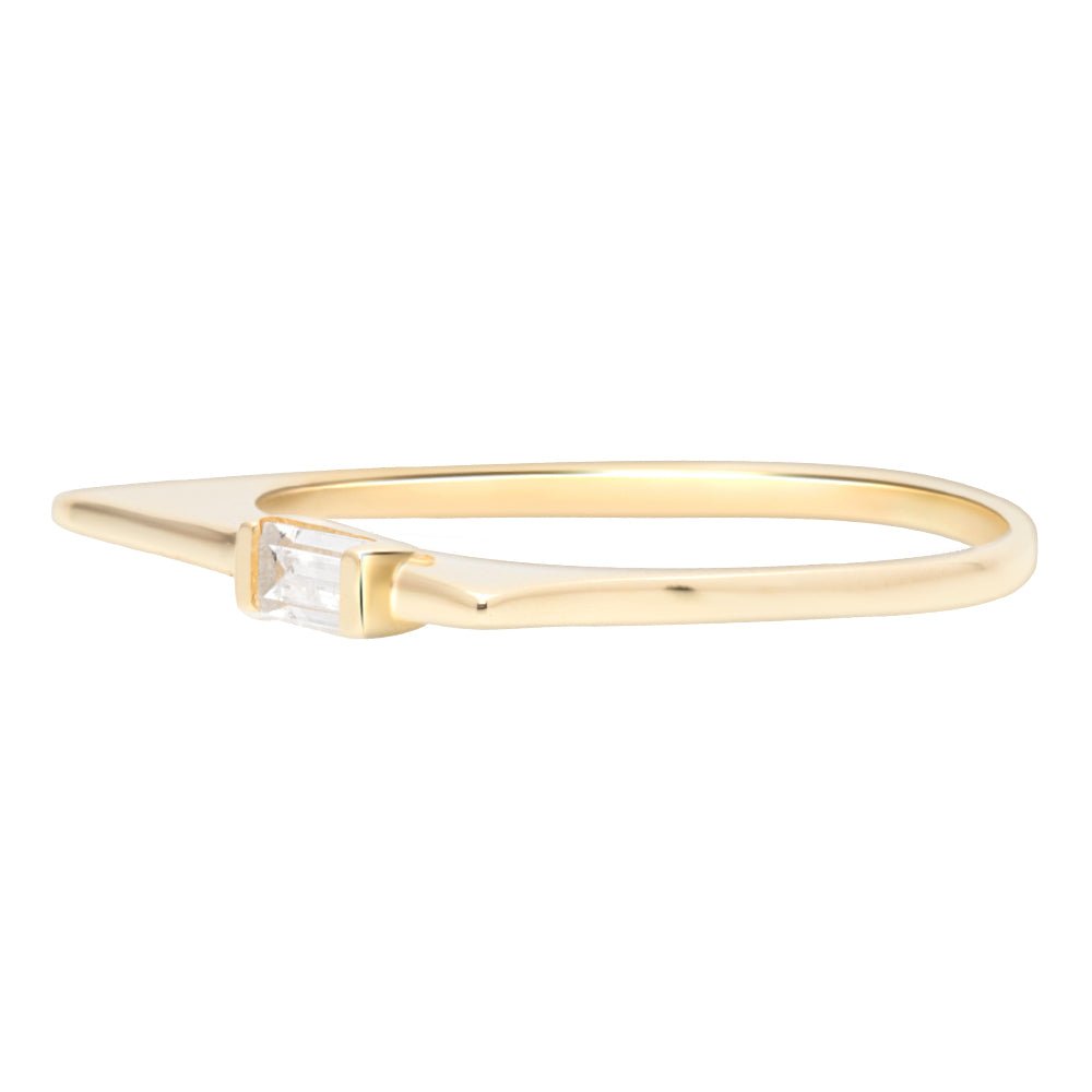 14K Solid Yellow Gold Sapphire Baguette Signet Ring for Women - Elegant Jewelry Gift for Birthday, Anniversary & Special Occasions