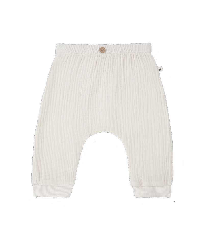 1+ in the Family Women's Ecru Muslin Guiseppe Sarouel Trousers - Loose Bohemian Harem Pants for Yoga, Lounge & Casual Wear