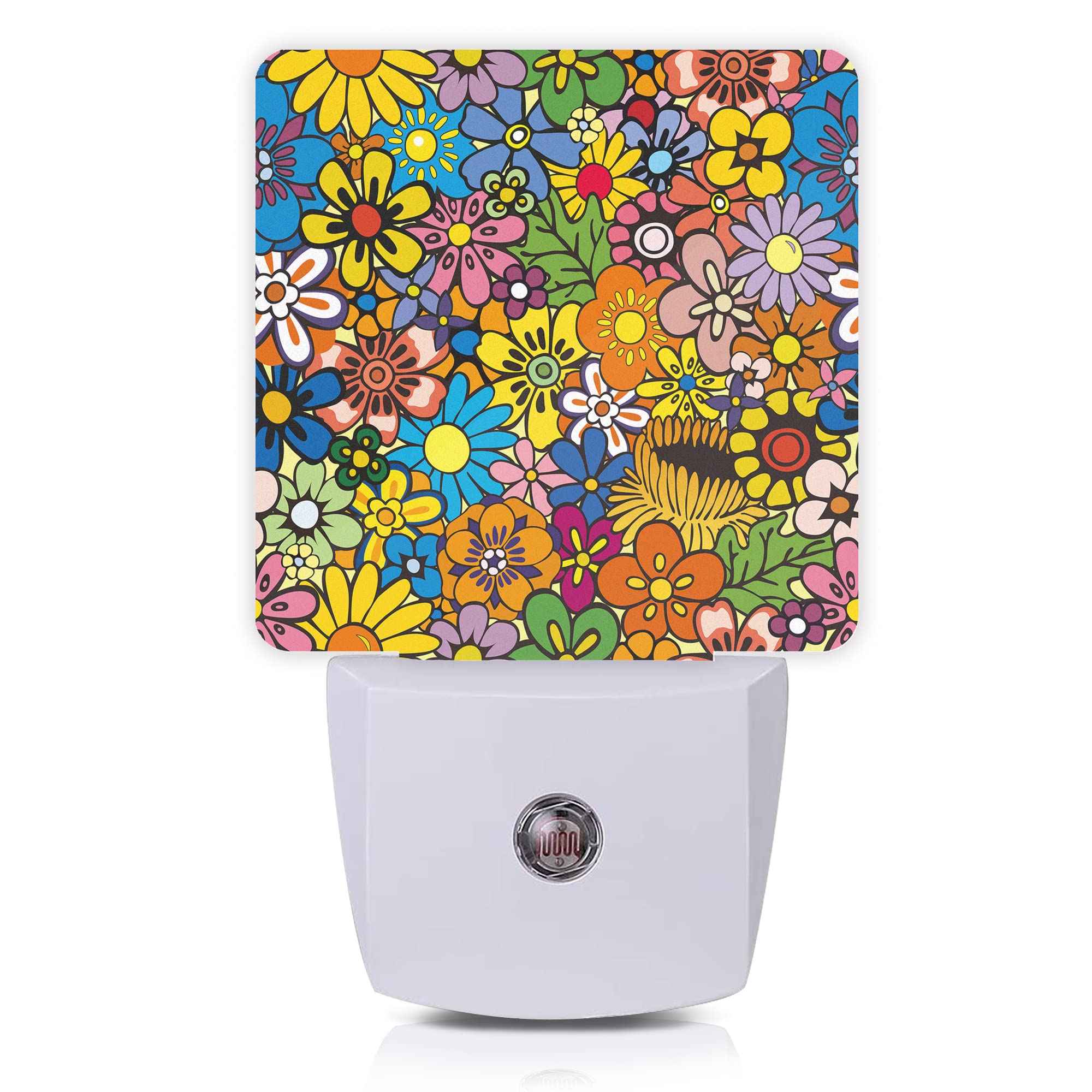 Hippie Flower Night Light Plug in Wall - 0.5W LED Sleep-Friendly Nightlight with Dusk to Dawn Sensor for Kids Boys Girls - Perfect for Bedroom, Nursery, Hallway, Stairway & Home Decor