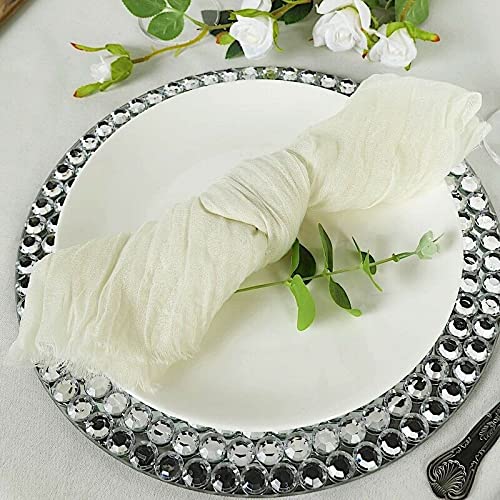 5 Pack Ivory Gauze Cheesecloth Cotton Dinner Napkins - Soft & Absorbent for Parties, Weddings, Picnics & Everyday Use - Elegant Table Decor for All Occasions (DFAO-1-Z2355)