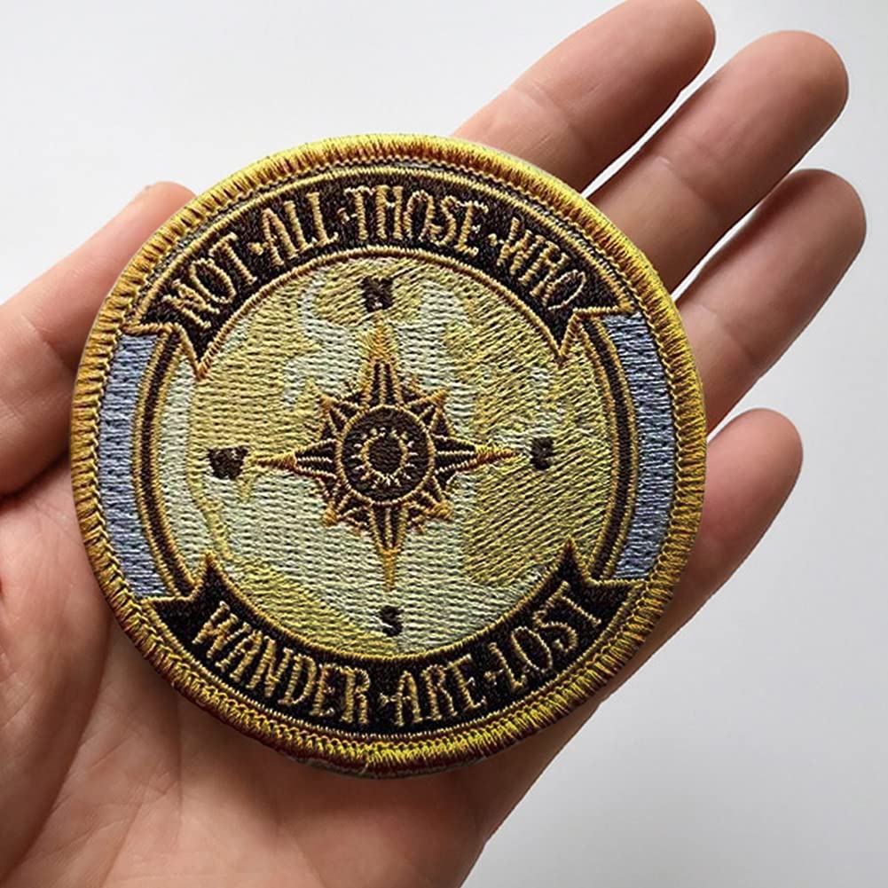 O'Houlihans - 'Not All Those Who Wander Are Lost' Iron On Patch for Jackets, Backpacks & DIY Crafts - Vintage Style Embroidered Sew On Badge for Clothing Customization
