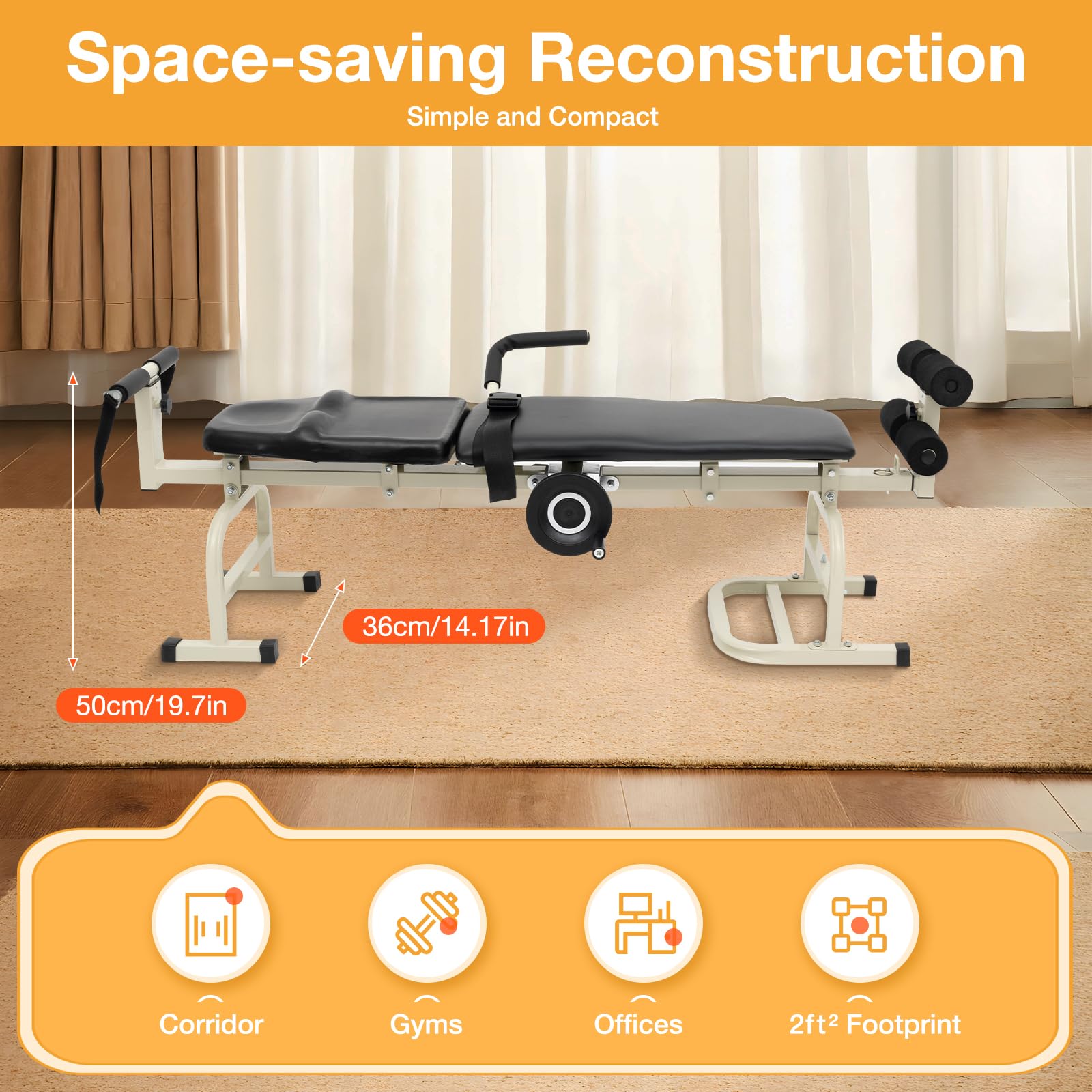 Eapmic Massage Traction Bed - Therapy Massage Table for Cervical Spine & Lumbar Pain Relief, Body Stretching Device for Lumbar Disc Herniation & Spinal Discomfort - Perfect for Home Physical Therapy & Chiropractic Clinics