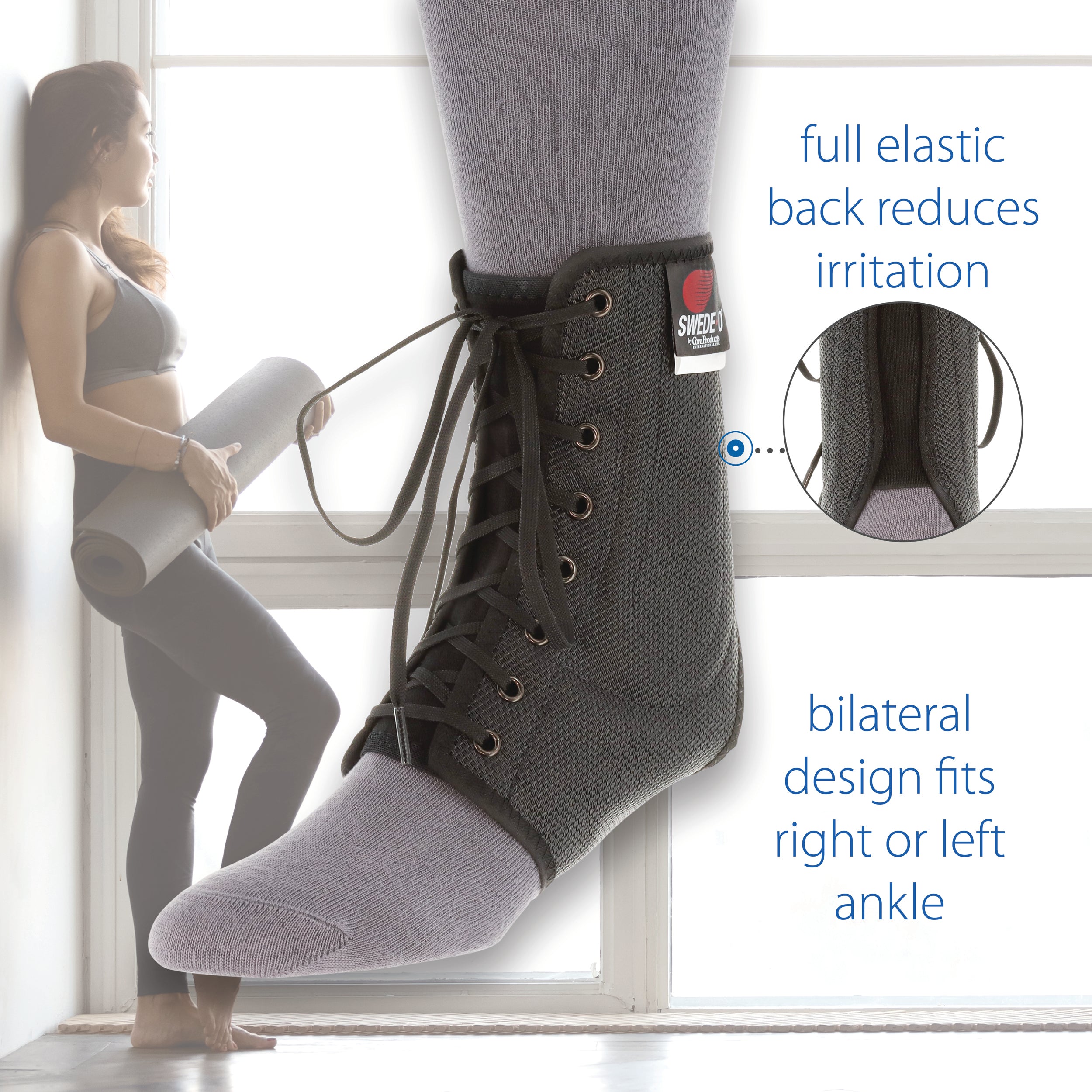 Swede O Trim Lok Ankle Brace - Adjustable Support for Sprains, Arthritis & Weak Ankles - Ideal for Running, Hiking & Sports Recovery
