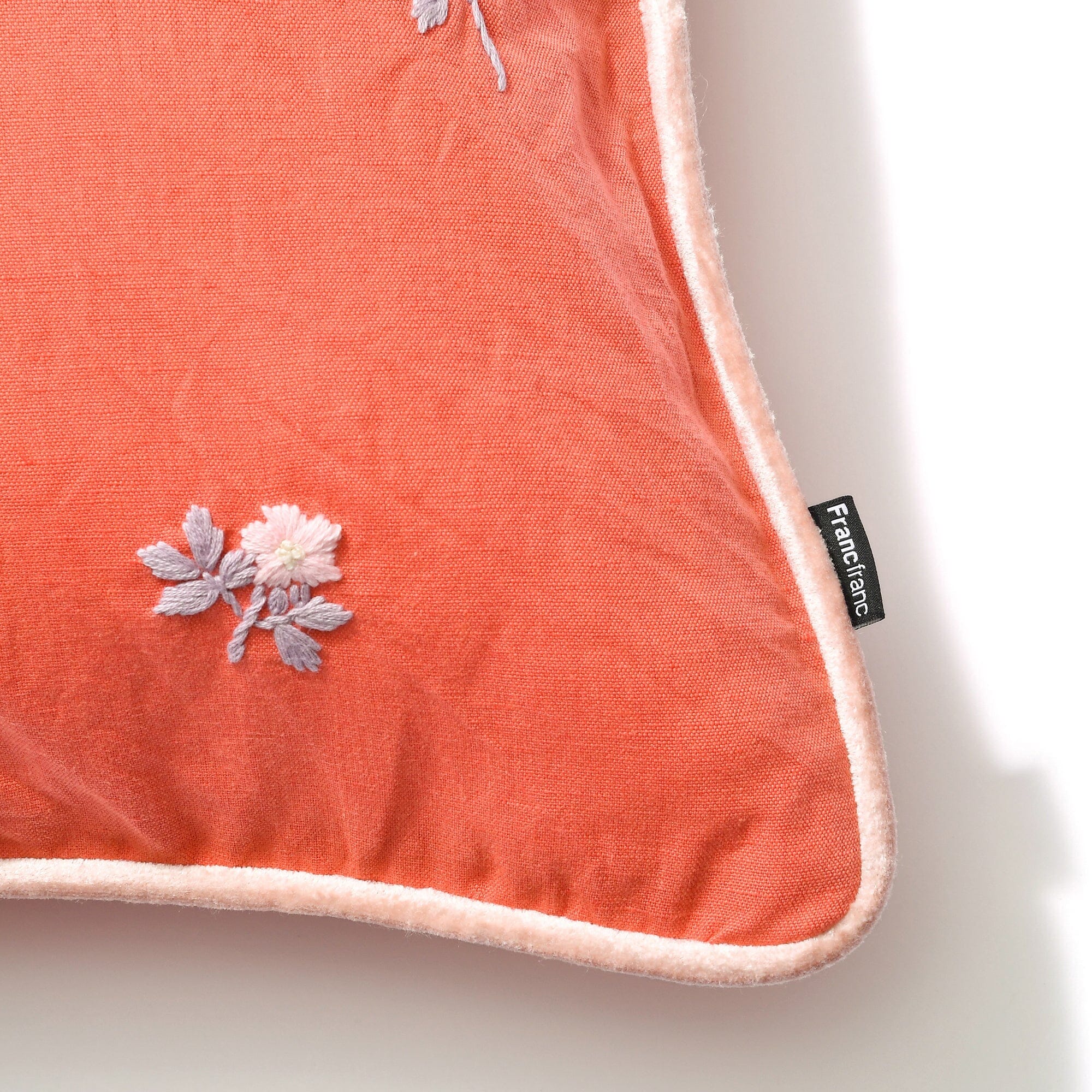 EMB Floral Cushion Cover 18x18 Inches Orange - Decorative Throw Pillow Case for Sofa, Bedroom, Living Room & Outdoor Decor