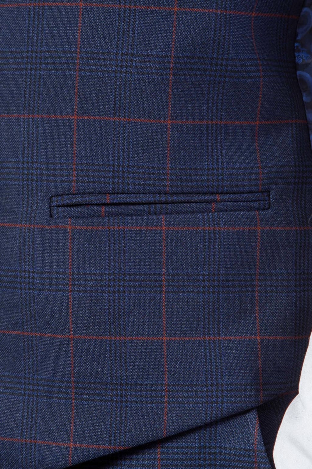 Marc Darcy Edinson Navy Check Single Breasted Waistcoat for Men - Formal Vest for Weddings, Business & Office Wear