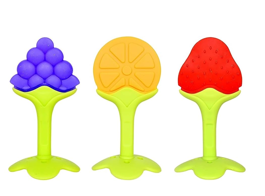ROFORUF BPA-Free Silicone Baby Teething Toys for Newborns & Infants - Natural Organic Nipple Teether for Soothing Sore Gums - Pack of 3 Safe Dental Care Teethers for Babies | Perfect for Home, Travel & On-the-Go Comfort