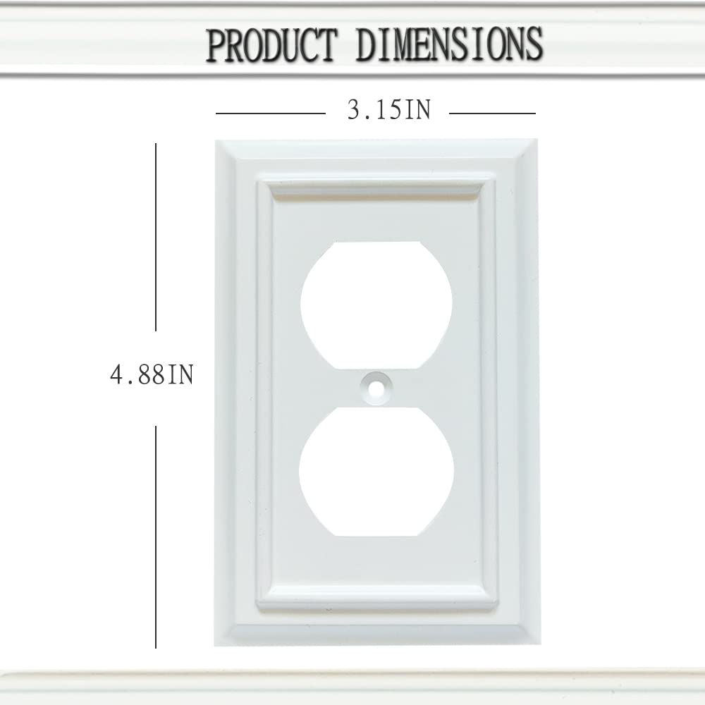 Eco-Friendly Bamboo Fiber Wall Plates - Standard Size 1 Gang Duplex Outlet Covers (4-Pack, White) - Durable Toggle & Decorator Light Switch Plates for Home, Office & Commercial Spaces