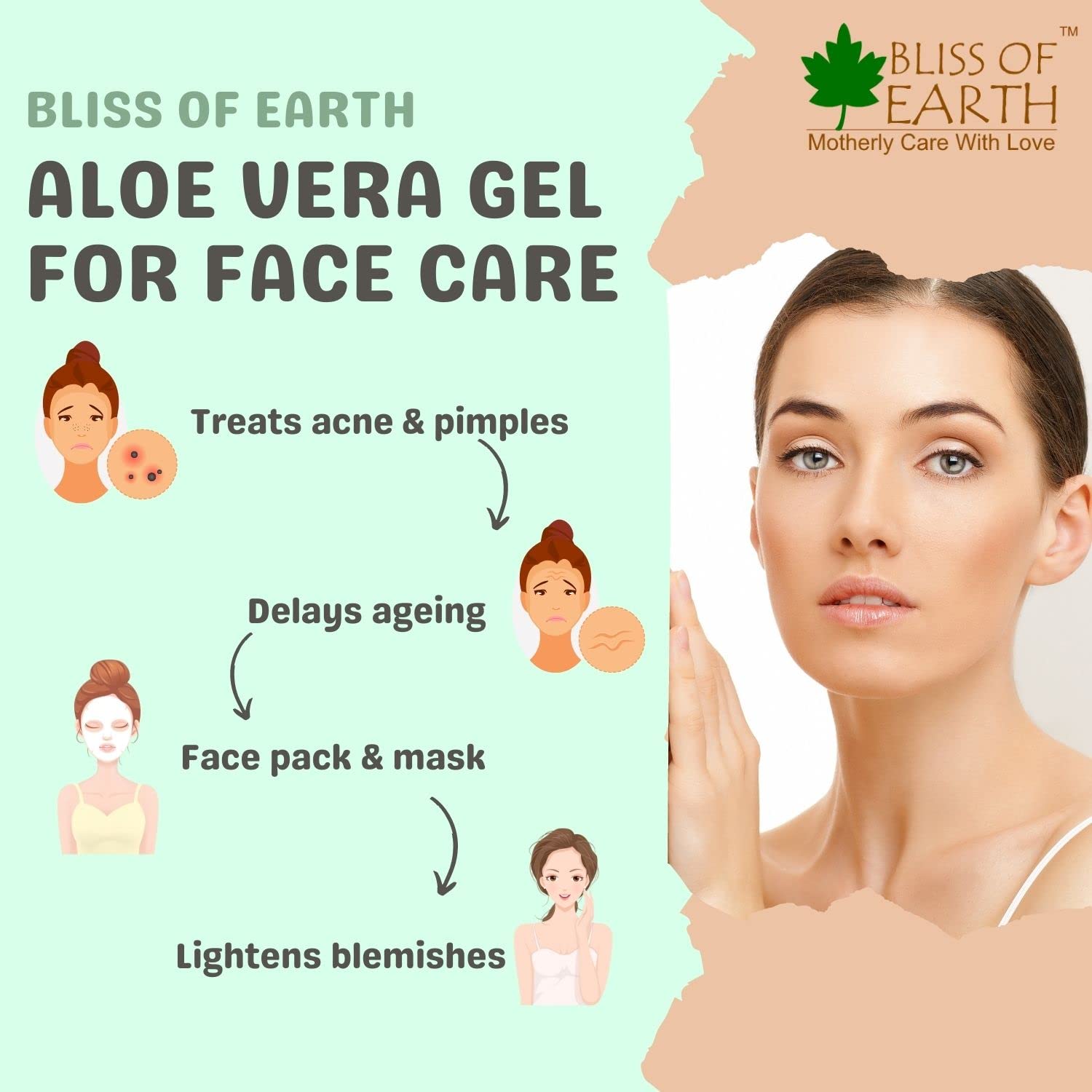 Bliss Of Earth 99% Pure Aloe Vera Gel for Face, Hair & Skin – Hydrating, Cooling & Soothing Treatment for Dark Spots & Sunburn – 100g | Perfect for After-Sun Care, Acne Treatment & Daily Moisturizing