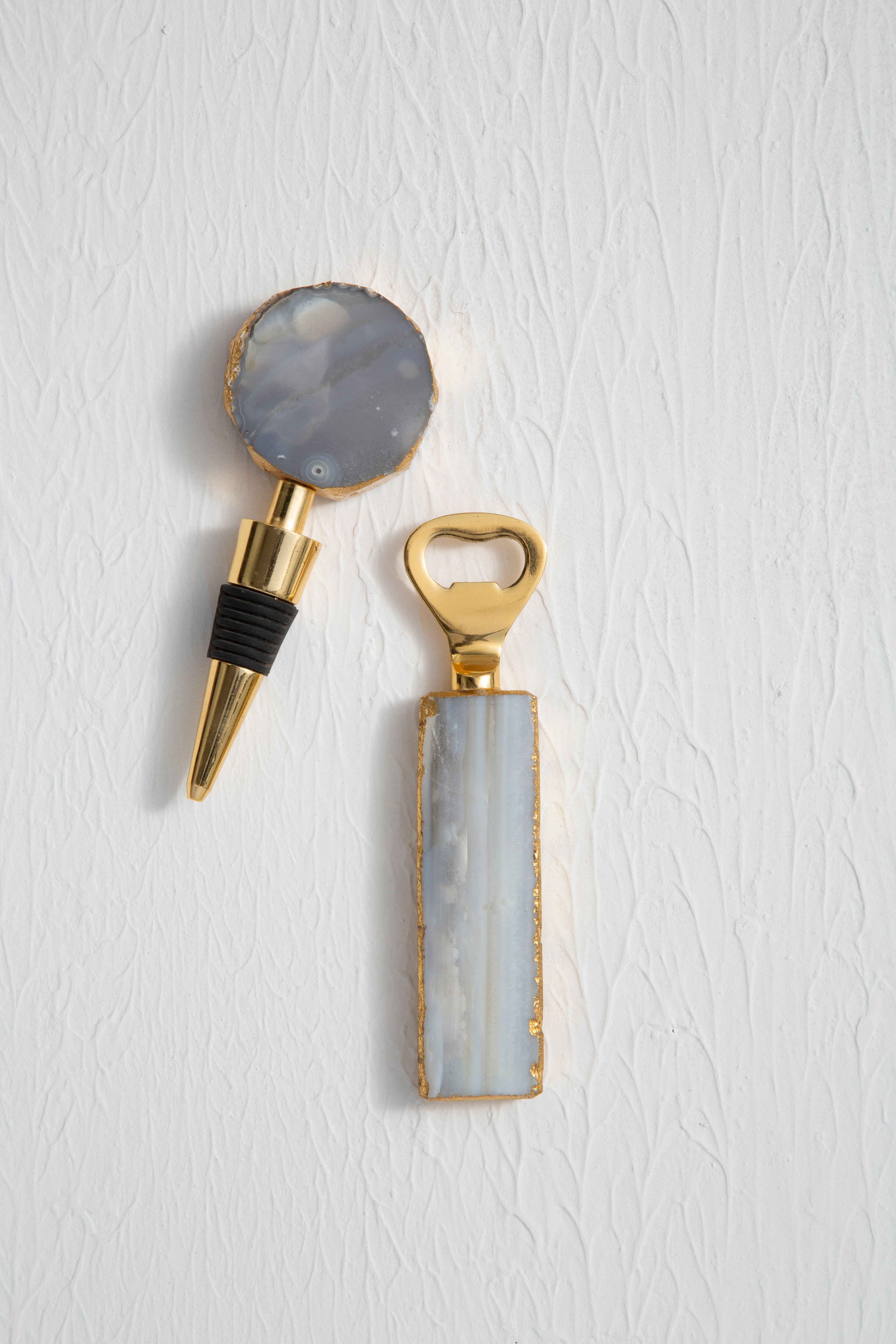 Bowerbird Agata Natural Wooden Bottle Opener and Wine Stopper Set - Perfect for Kitchen, Bar, and Outdoor Entertaining