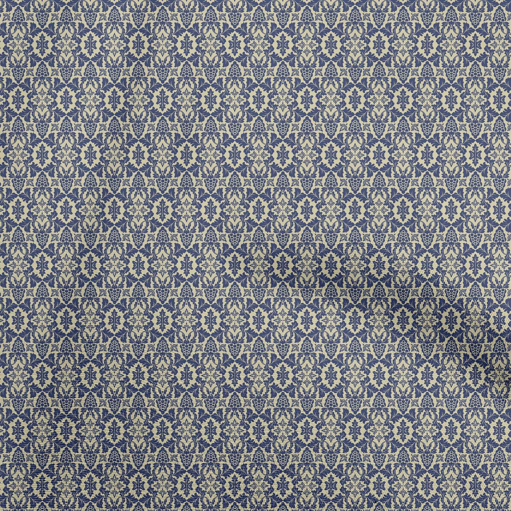 Velvet Blue Damask Printed Fabric by The Yard - 58 Inch Wide for DIY Clothing, Upholstery & Home Decor Sewing Supplies | Premium Sewing Material for Dresses, Curtains & Crafts