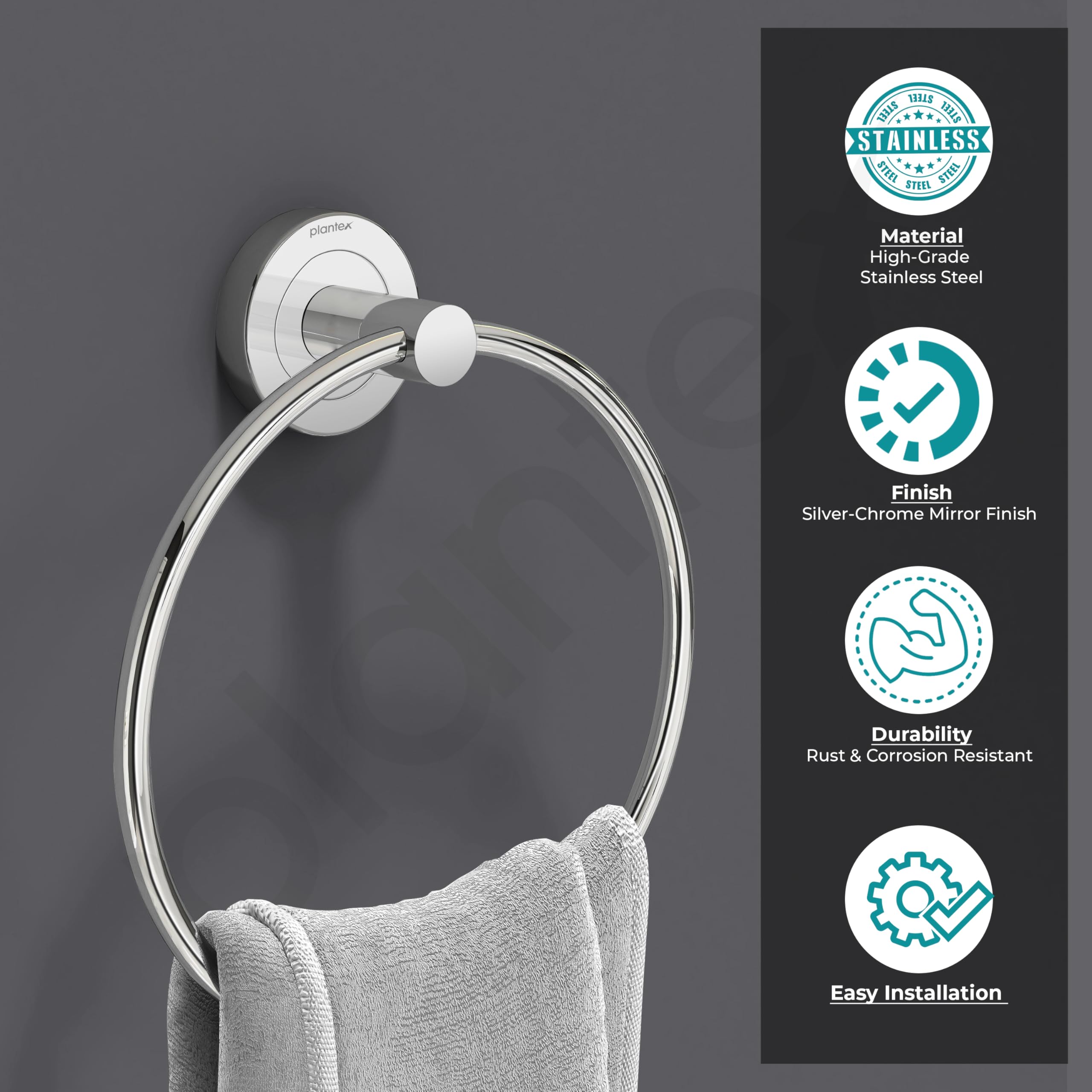 Stainless Steel Towel Hanger for Bathroom - Compact Towel Holder, Napkin Rack for Wash Basin, Durable Towel Ring - Bathroom Accessories (1 Pack) - Perfect for Small Spaces, Apartments & Modern Bathrooms
