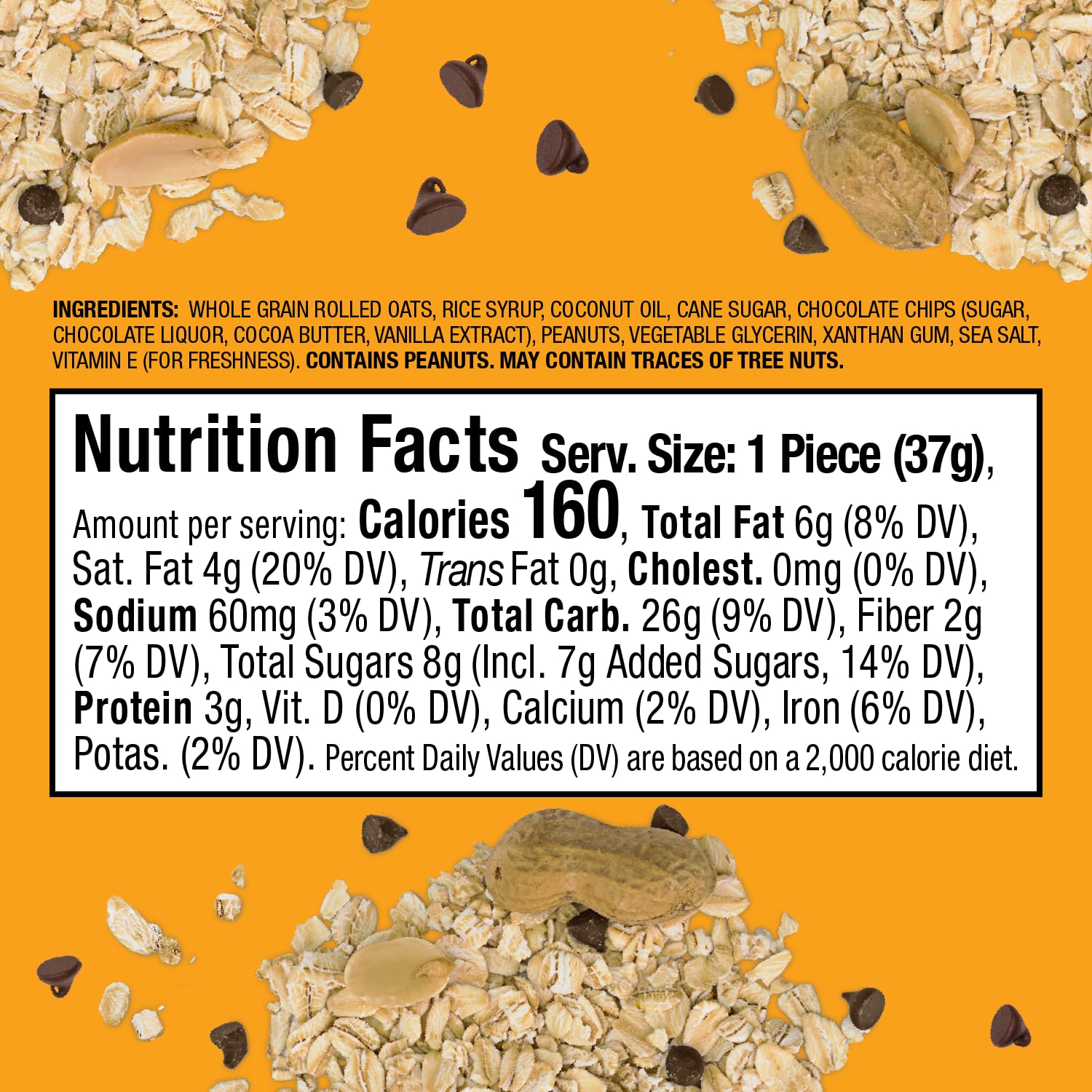 Bobo's Oat Bites Peanut Butter Chocolate Chip - Gluten Free Whole Grain Vegan Snacks (30 Pack, 1.3 oz per Bite) | Healthy On-The-Go Breakfast & School Lunch Snacks for Kids & Adults