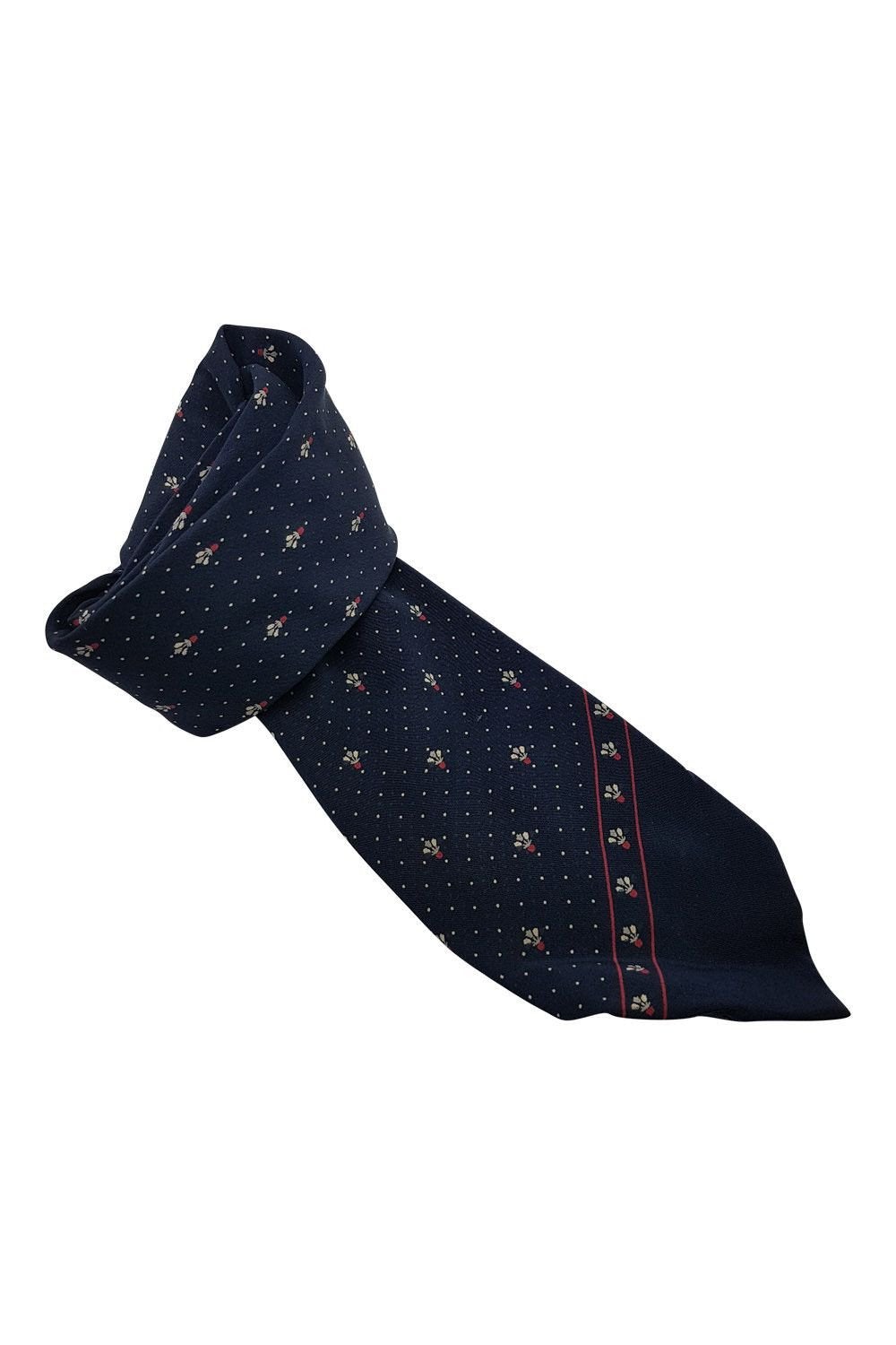 GRES 100% Silk Blue Fleur De Lis Print Necktie - 58