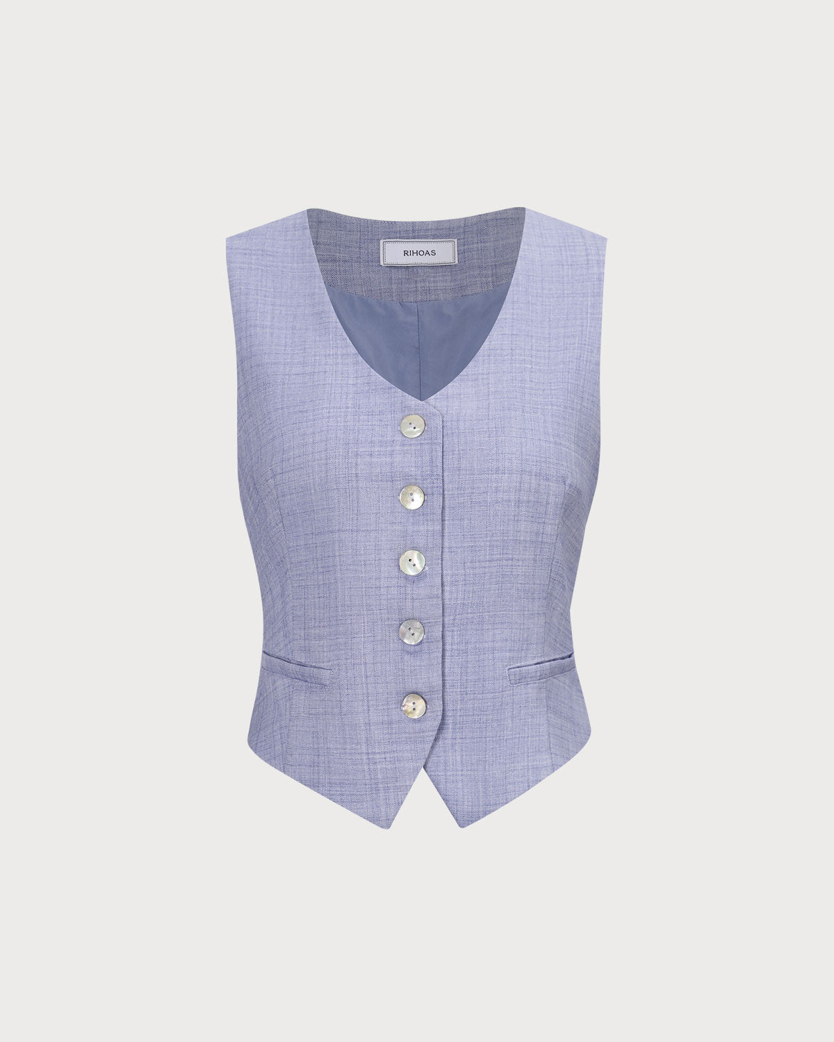 Stylish Blue V-Neck Button Vest for Men & Women - Perfect for Layering, Office Wear & Casual Outfits