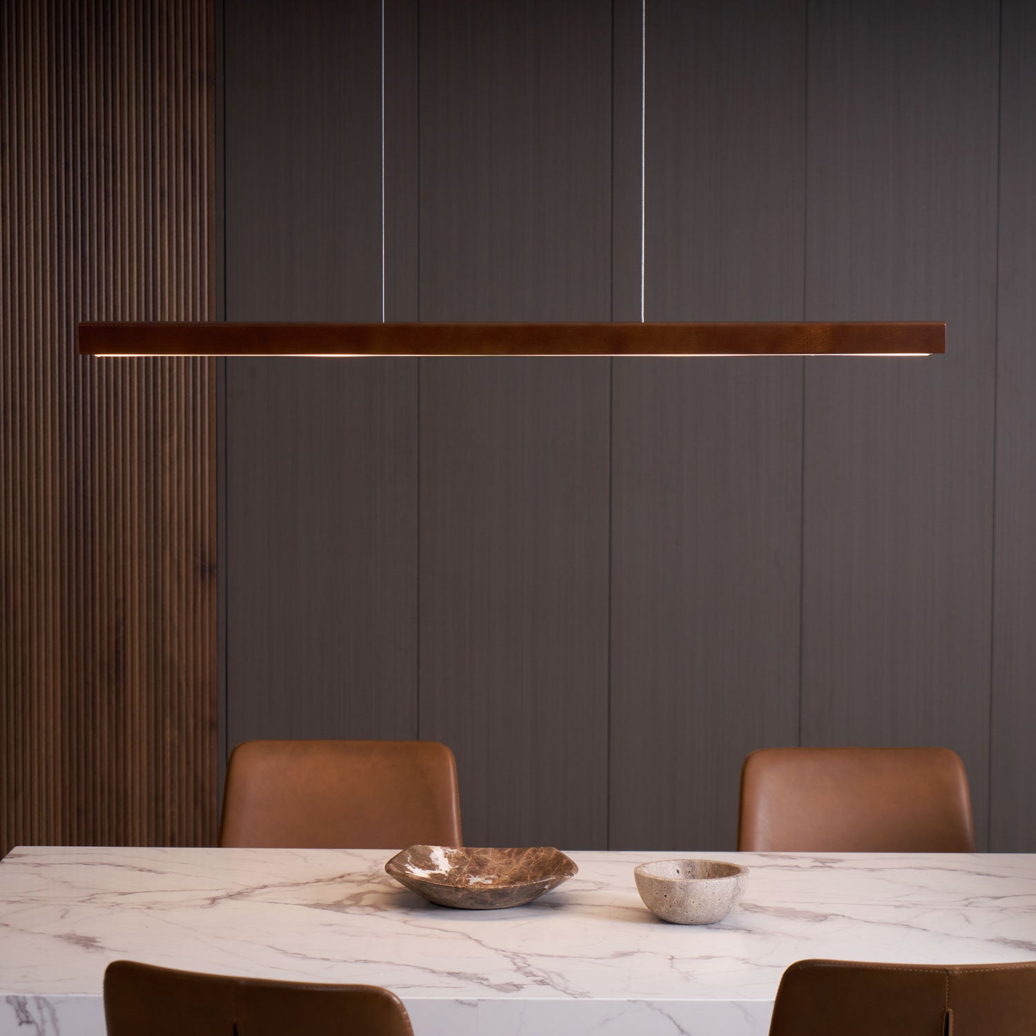 Modern Linear Wooden Pendant Light - Sleek Scandinavian Style Wood Chandelier for Kitchen Island, Dining Room & Living Room Lighting