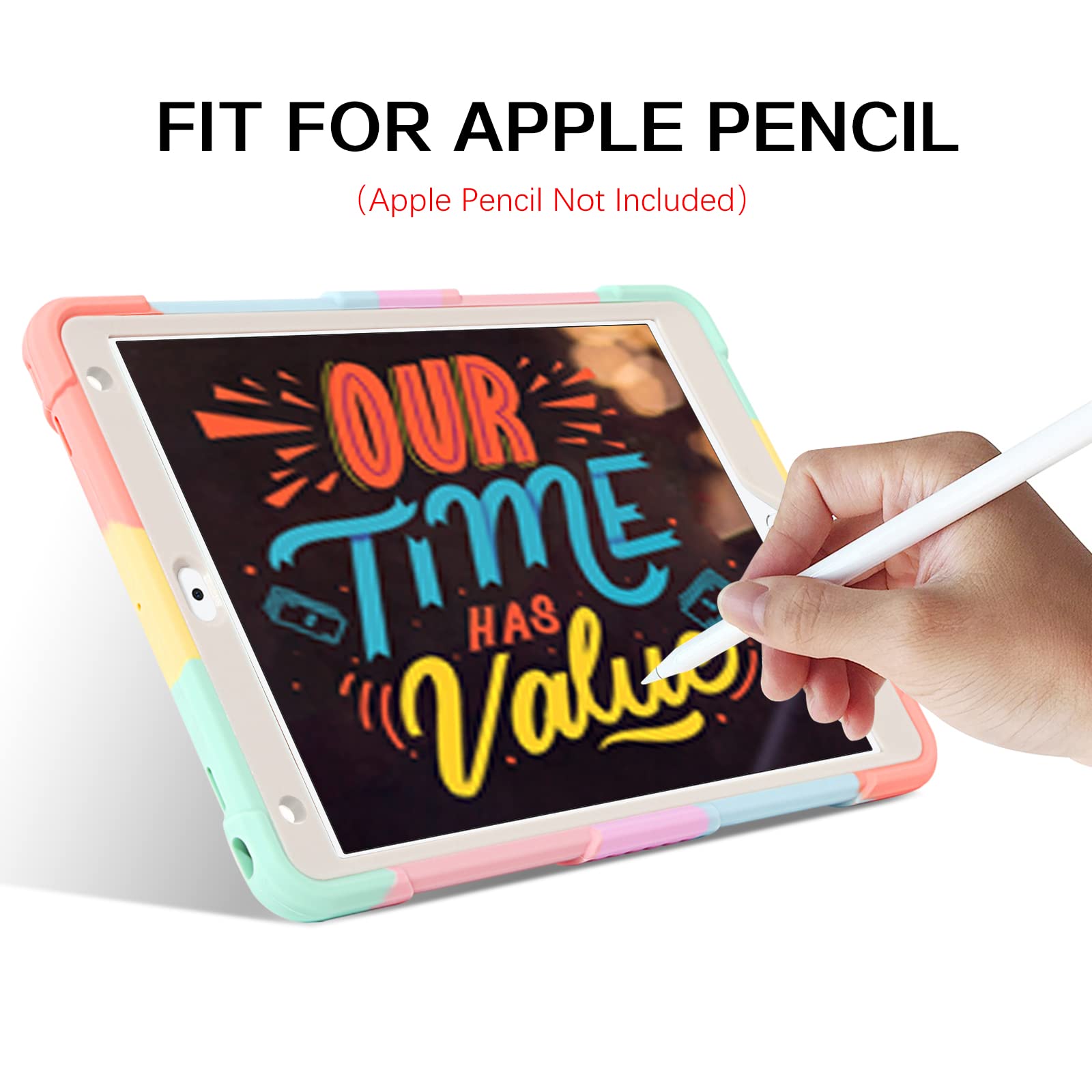 VENINGO iPad Air 2 & iPad 9.7 (5th/6th Gen) & iPad Pro 9.7 Case - Shockproof 2-in-1 Protective Cover with Stand & Pen Holder for Women - Colorful Pink | Perfect for Work, School & Travel