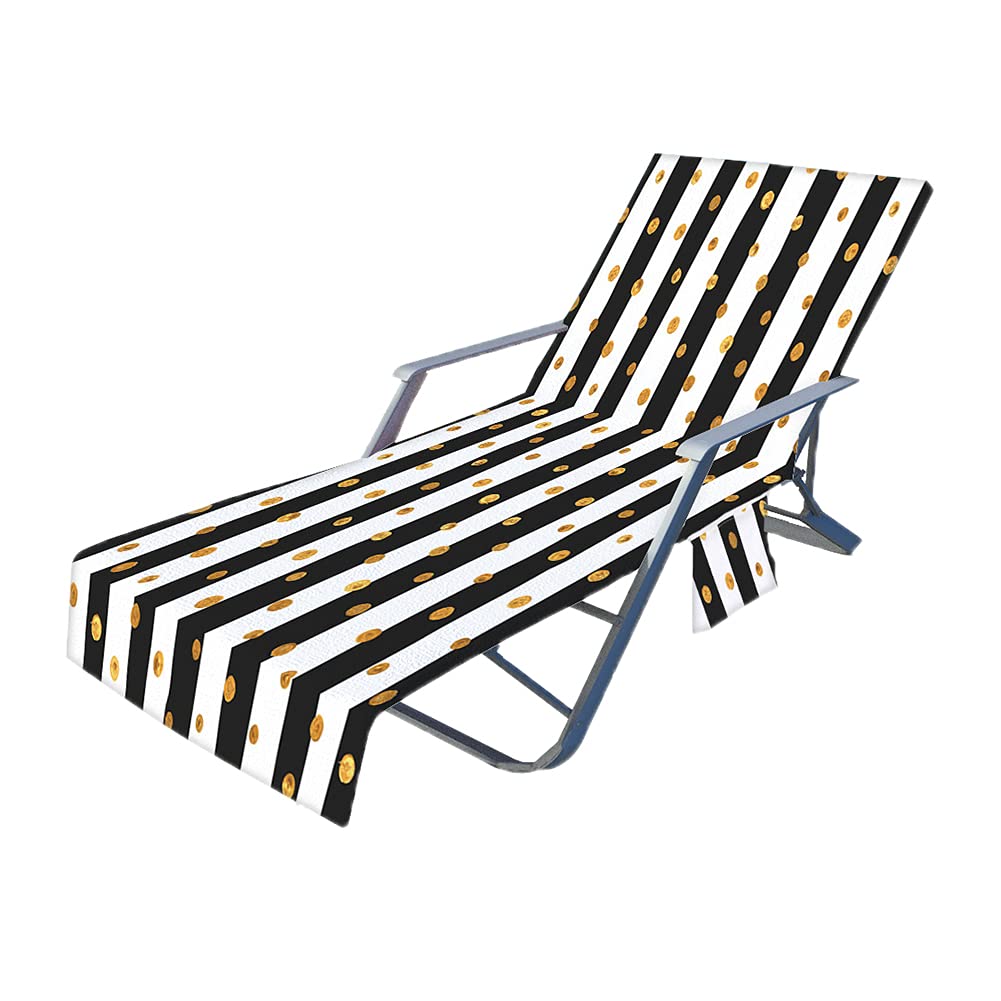 **Waterproof Patio Chaise Lounge Covers - Soft Microfiber Beach Chair Towel with Side Pockets (83 x 30 Inches) - Perfect for Pool, Sunbathing, Holiday & Hotel Use**
