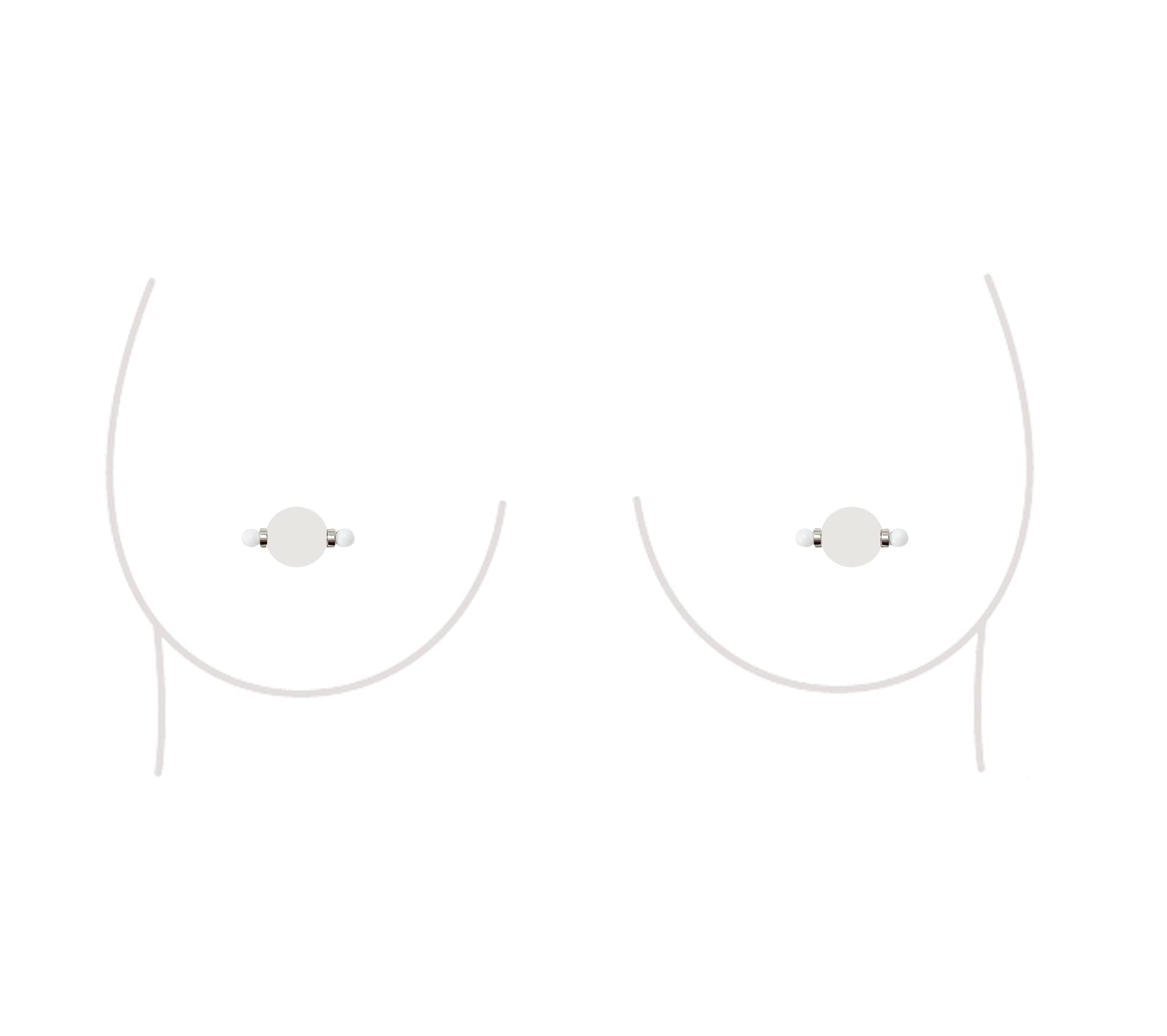 Non-Piercing Fake Nipple Ring Barbell Stud - Hypoallergenic Faux Body Jewelry for Women - Mini White - Perfect for Parties, Cosplay & Everyday Wear
