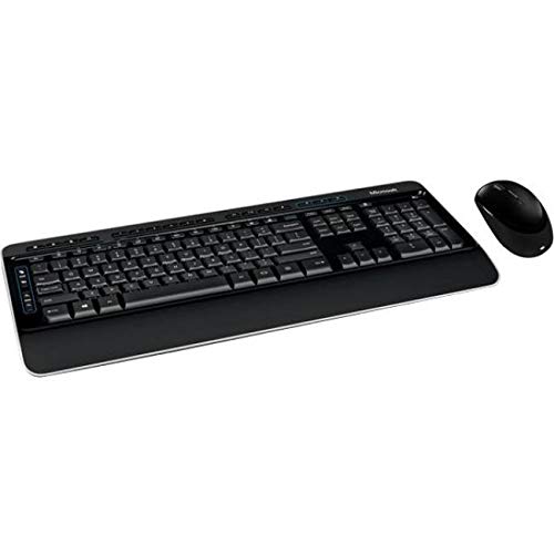 Microsoft PP3-00002 Wireless Desktop 3050 Keyboard and Mouse Combo - AES Encryption, Quiet-Touch Keys, Long Battery Life - Perfect for Home Office, Remote Work & Gaming (English)