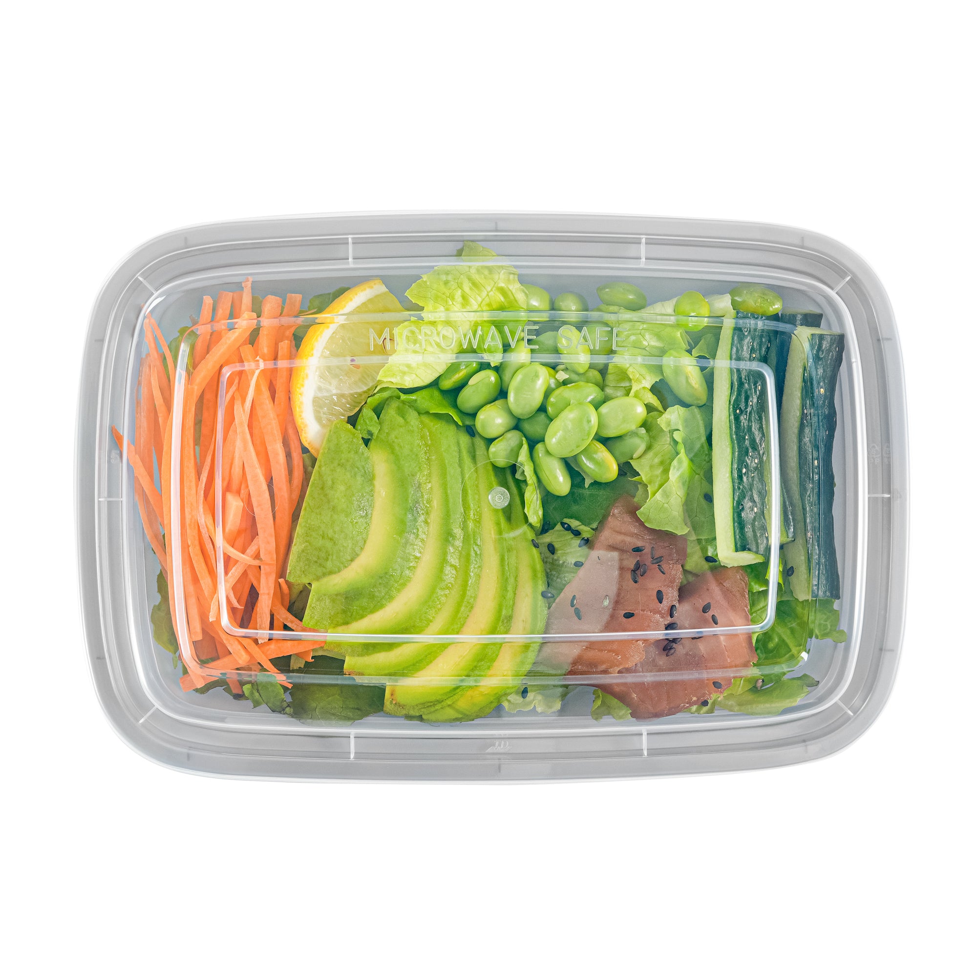 24 oz Rectangle Silver Plastic To-Go Food Containers with Clear Lids - Microwave Safe (8