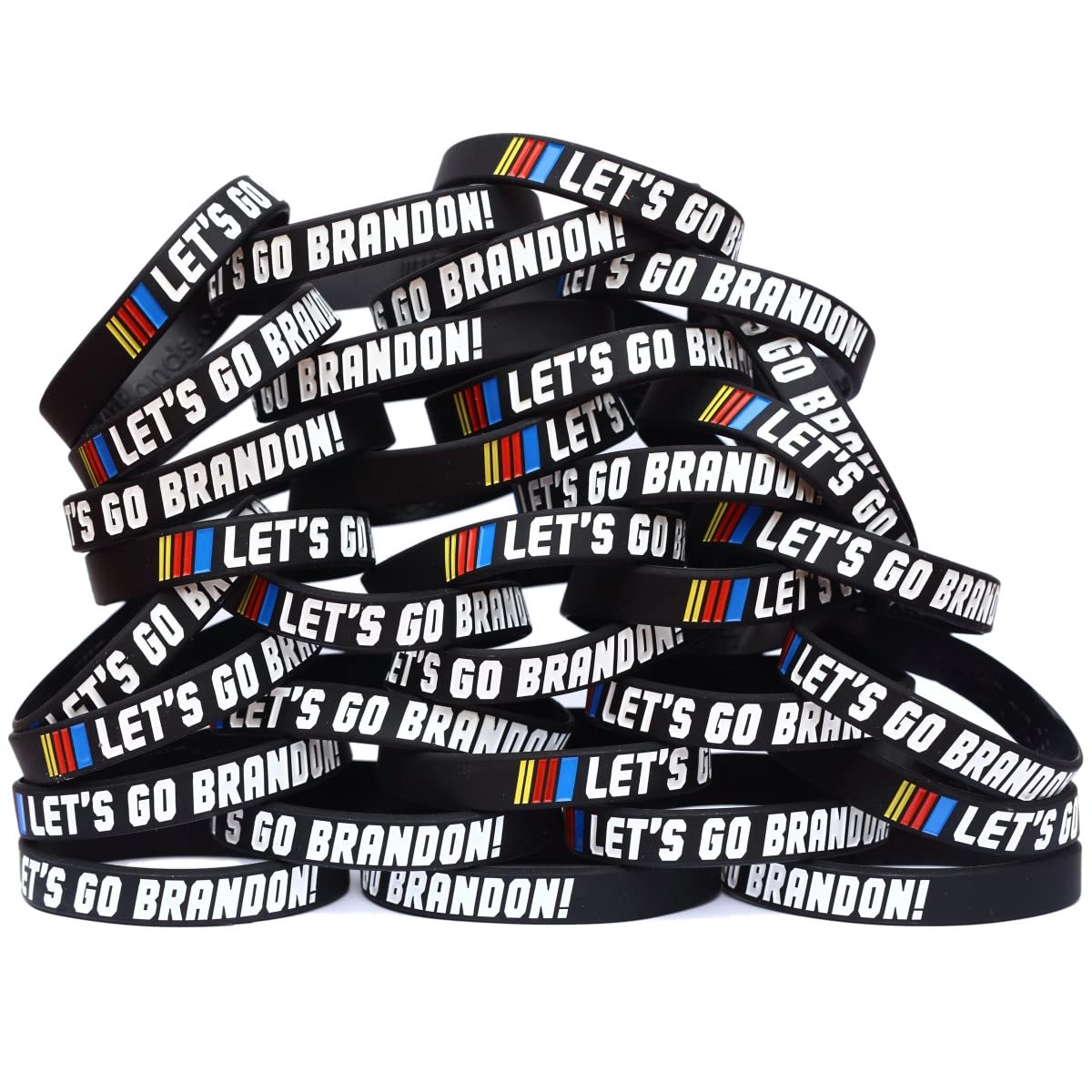 100 Pack Let's Go Brandon Bracelets - Patriotic Wristbands for Political Rallies, Protests & Conservative Events