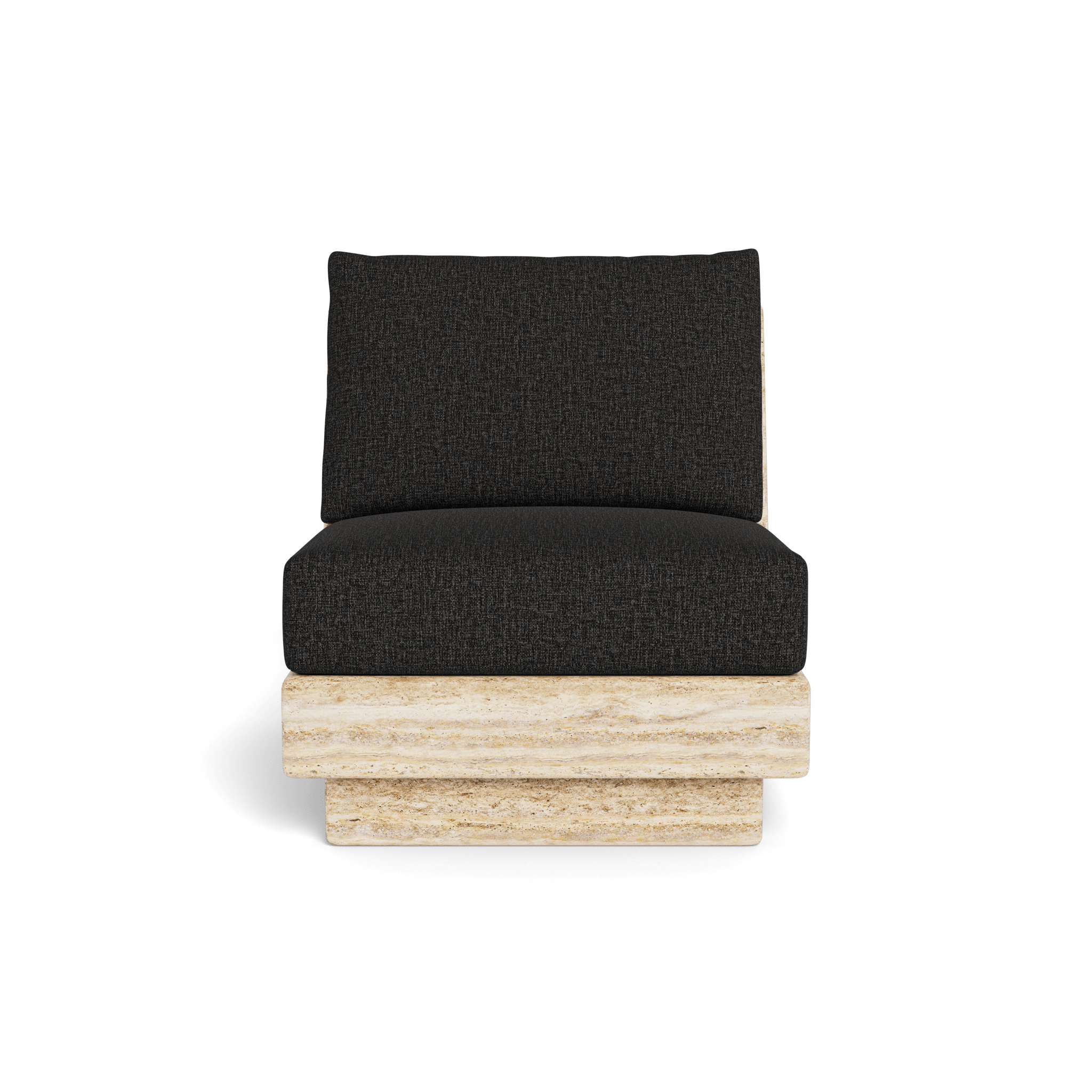 Tulum Travertine Armless Lounge Chair - Modern Outdoor Patio Furniture for Poolside, Garden, and Relaxation