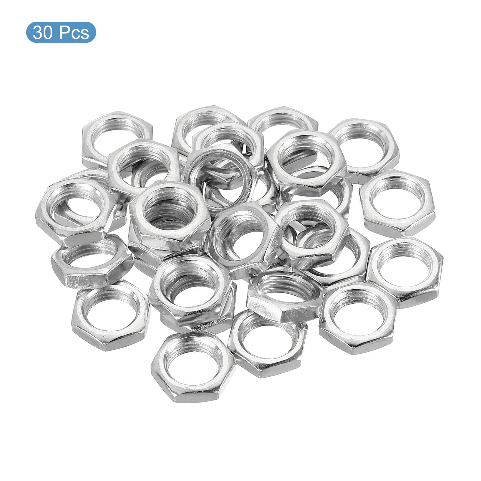 PATIKIL M10 x 1.0 Steel Hex Nuts, 30 Pack - Metric Thread Zinc Plated Nuts for Bolts & Fasteners (4mm Height) - Ideal for Automotive, Machinery & DIY Projects