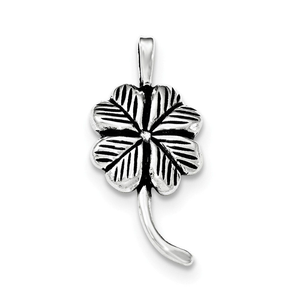 Vintage 925 Sterling Silver Clover Pendant Necklace - Handcrafted Textured Chain Slide for Women, Gift for Her, Boho Jewelry for Everyday Wear & Special Occasions
