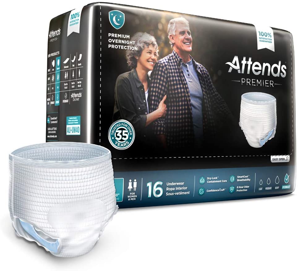 Attends Premier Adult Underwear - Premium Absorbency for Day & Night Use - Comfortable & Discreet Protection for Incontinence Care
