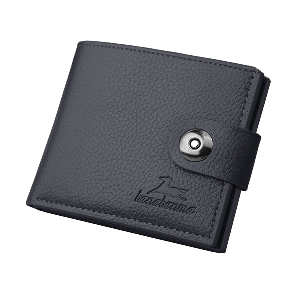 Slim Minimalist Men's Wallet with Money Clip & Zipper - PU Leather Bifold Credit Card Holder & Coin Purse (Buckle Black) | Perfect for Everyday Carry, Travel & Business | WANFORD-0002