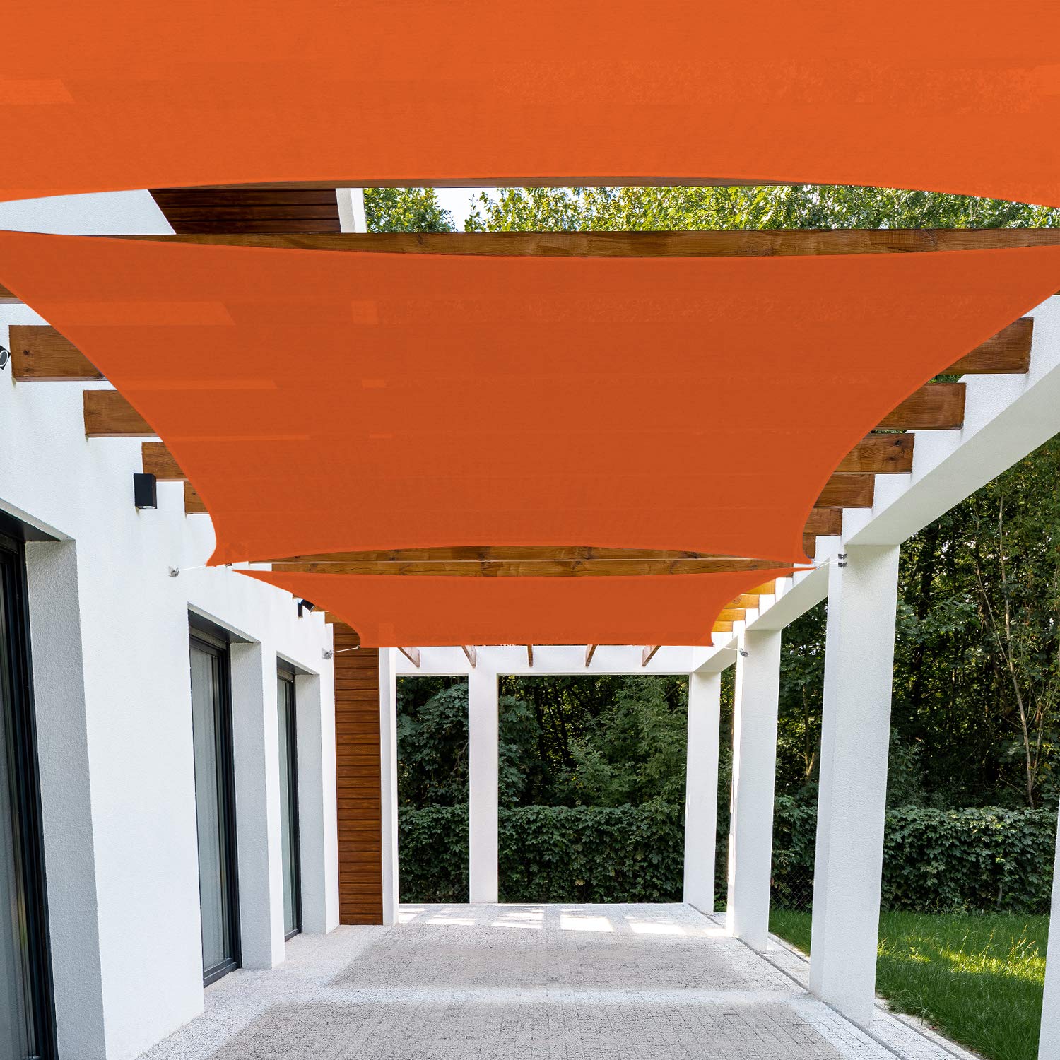 16' x 23' Heavy Duty Rectangle Sun Shade Sail Canopy - UV Blocking Patio Cover for Backyard, Garden & Outdoor Activities | Commercial Grade Sunlight Block Awning | Perfect for Picnics, Poolside Lounging & Outdoor Entertaining (Orange)