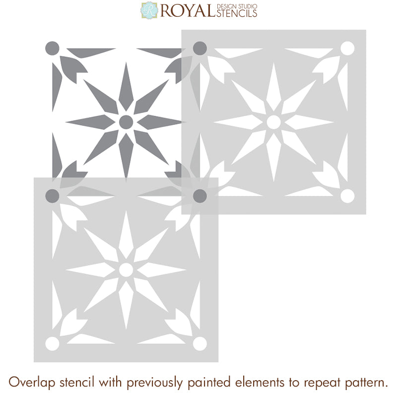 Starz Tile Stencil Kit - Reusable DIY Wall & Floor Tile Painting Templates for Home Decor & Crafts | Perfect for Bathroom, Kitchen Backsplash, and DIY Projects