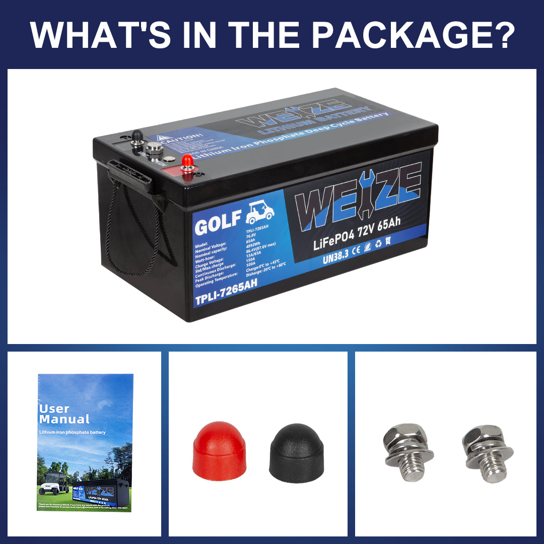 72V 65AH LiFePO4 Golf Cart Battery - 4992Wh Bluetooth Lithium Battery for Electric Golf Carts & Mobility Scooters - Long-Lasting Power & Smart Monitoring
