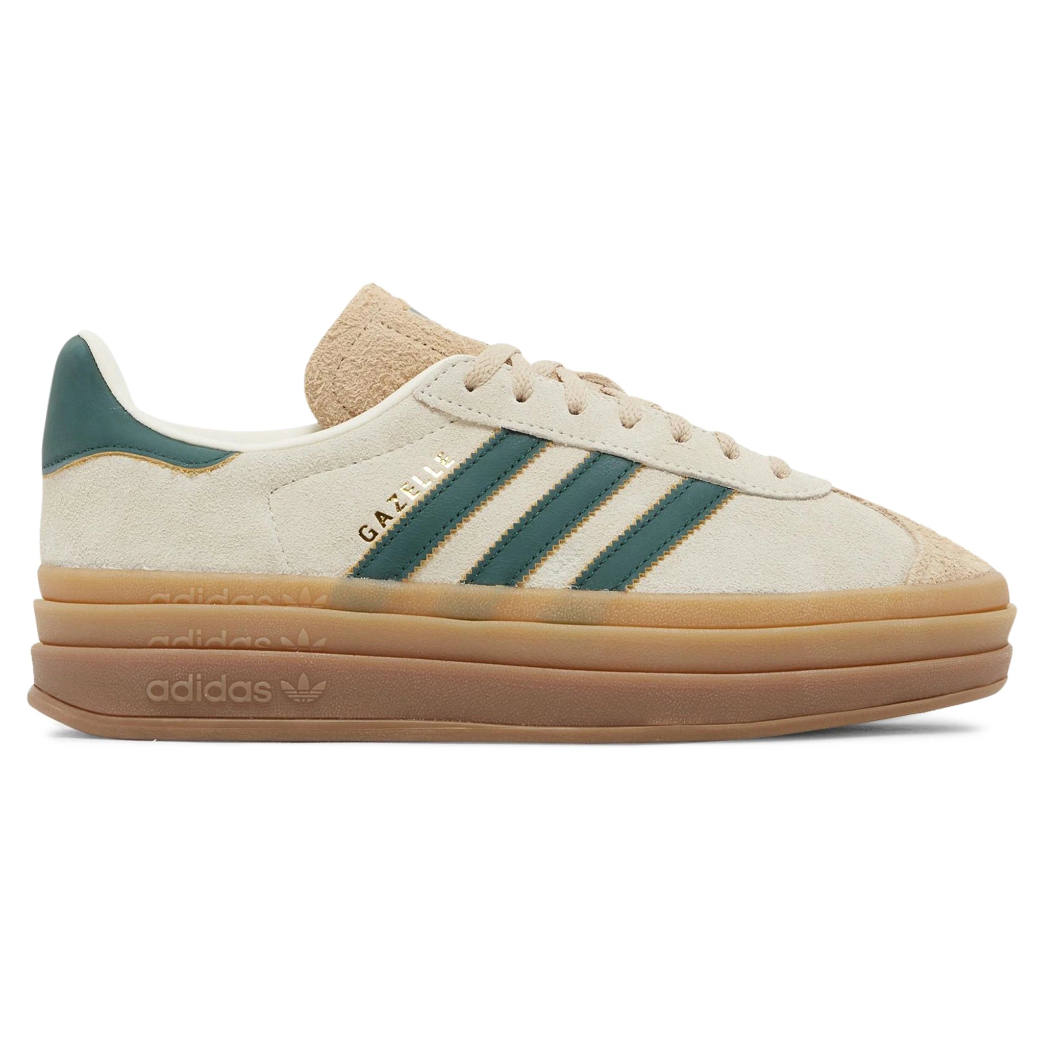 Adidas Gazelle Bold Sneakers for Women - Cream & Collegiate Green - Comfortable Casual Shoes for Running, Walking & Everyday Wear