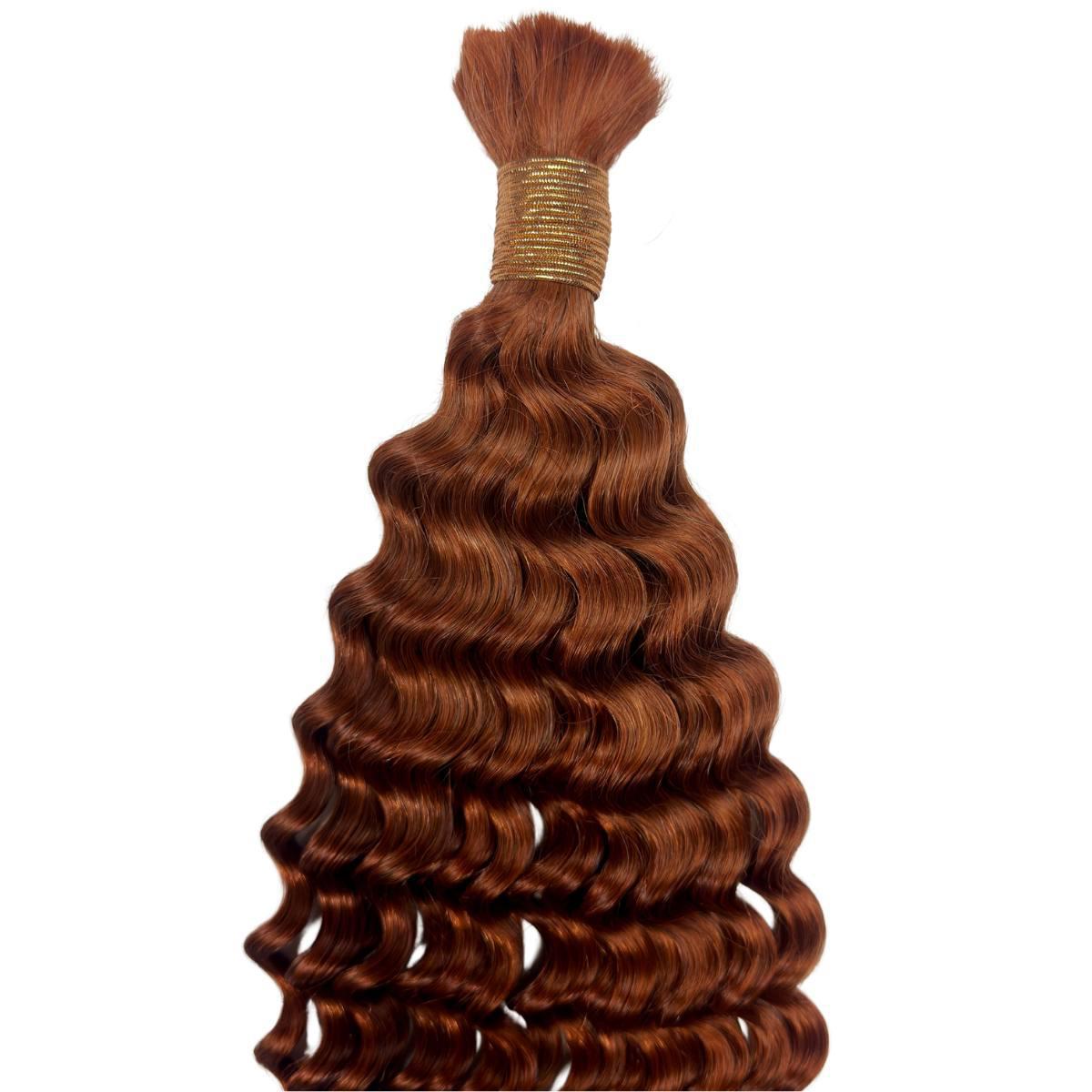 100% Human Hair Braiding Hair - Copper Deep Wave 350 Bulk for Natural Look | Perfect for Box Braids, Crochet Styles & Protective Hairstyles