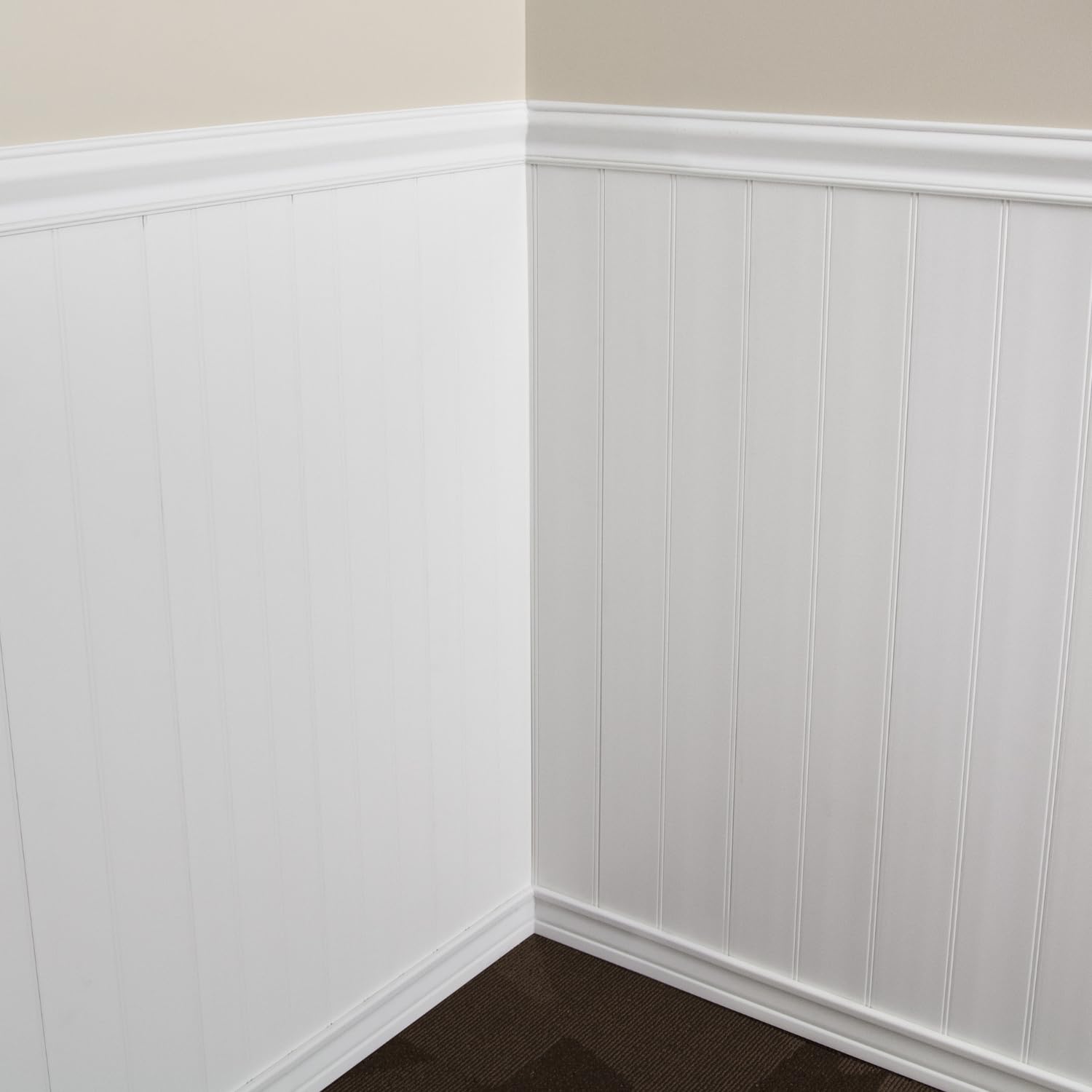 Reversible PVC Wall Panels 8ft - Easy Install Wainscoting & Accent Wall Decor Kit for Living Room, Bedroom, Office (White Trim Included) | Modern Interior Design & Home Improvement Solution