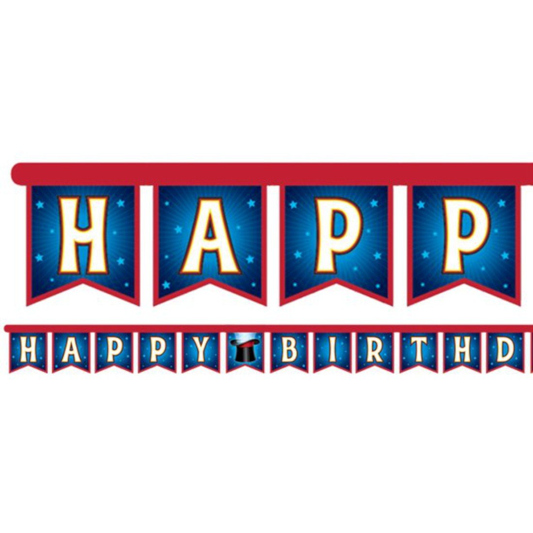 Creative Converting Magic Party Happy Birthday Jointed Banner - Colorful Decorative Banner for Birthday Parties, Baby Showers & Celebrations