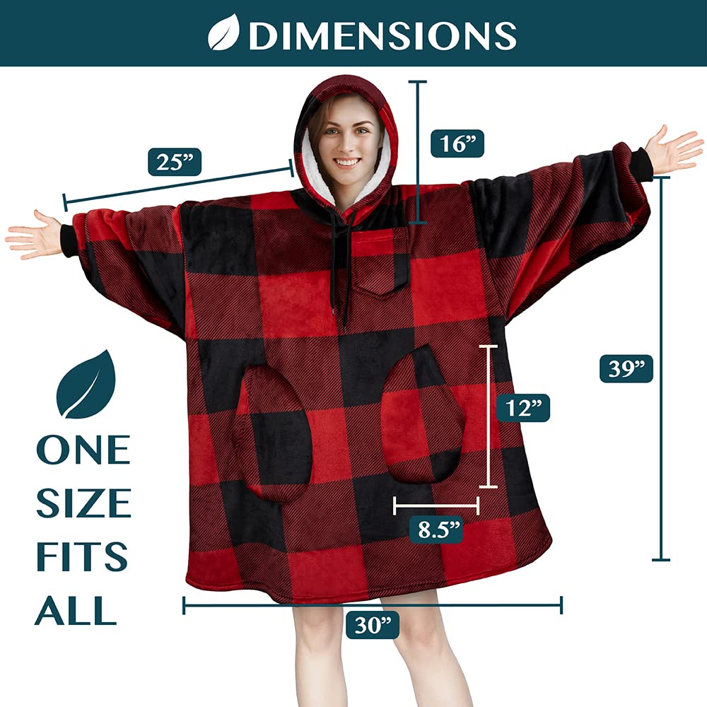 PAVILIA Wearable Blanket Hoodie for Women & Men - Sherpa Fleece Oversized Sweatshirt Blanket with Hood | Cozy Loungewear for Home, Camping & Outdoor Activities