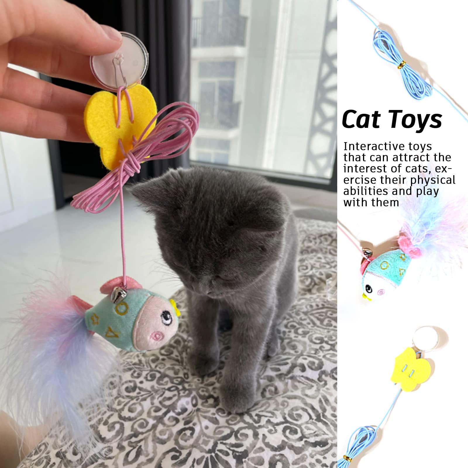 Sobirdos 4-Pack Retractable Cat Hanging Toys - Interactive Exercise Rope for Indoor Cats - Fun Door Bouncing & Jumping Play - Perfect for Playtime, Training & Keeping Cats Active