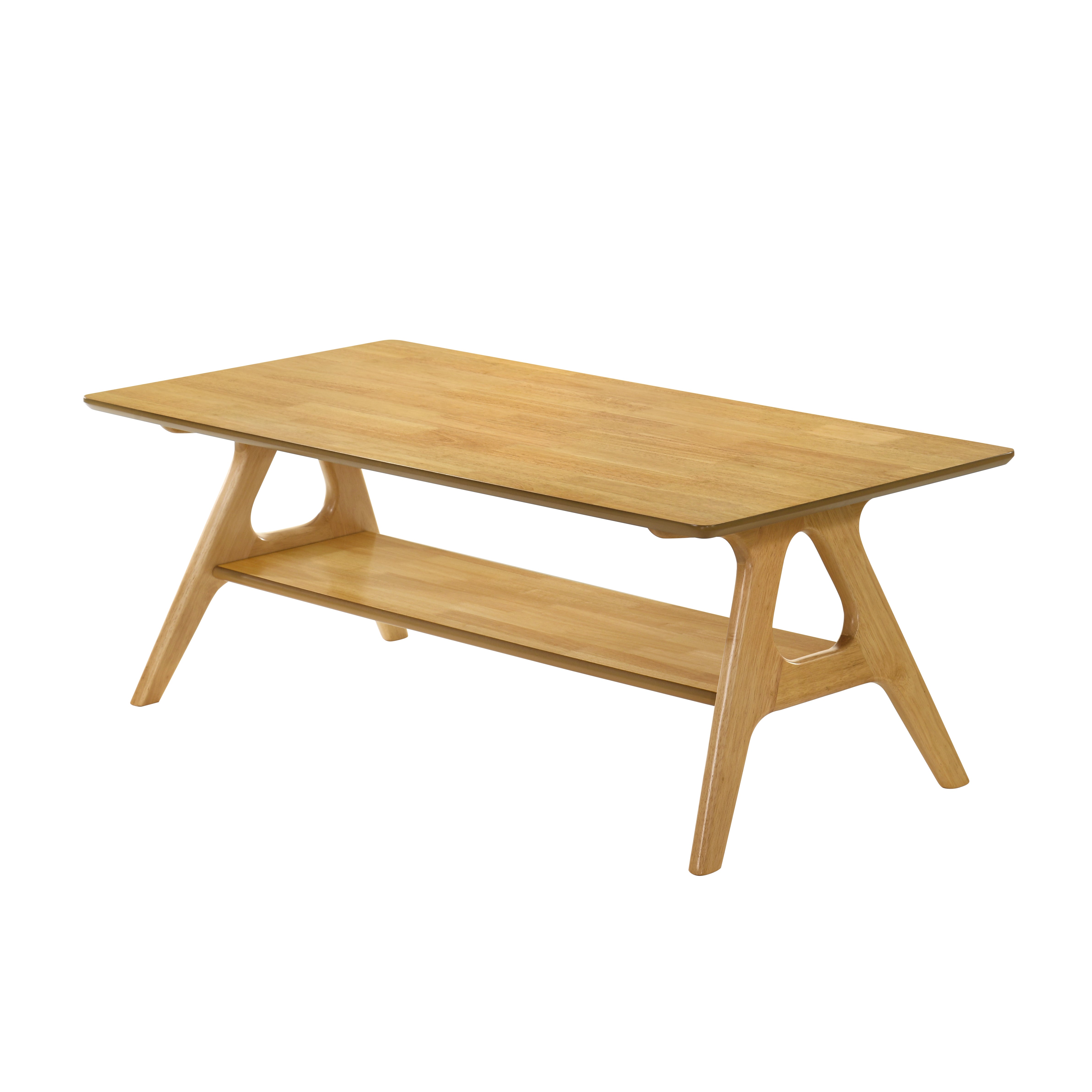 Roundhill Furniture Arona Mid Century Modern Wood Shelf Coffee Table - Stylish Living Room Accent Table for Books & Decor