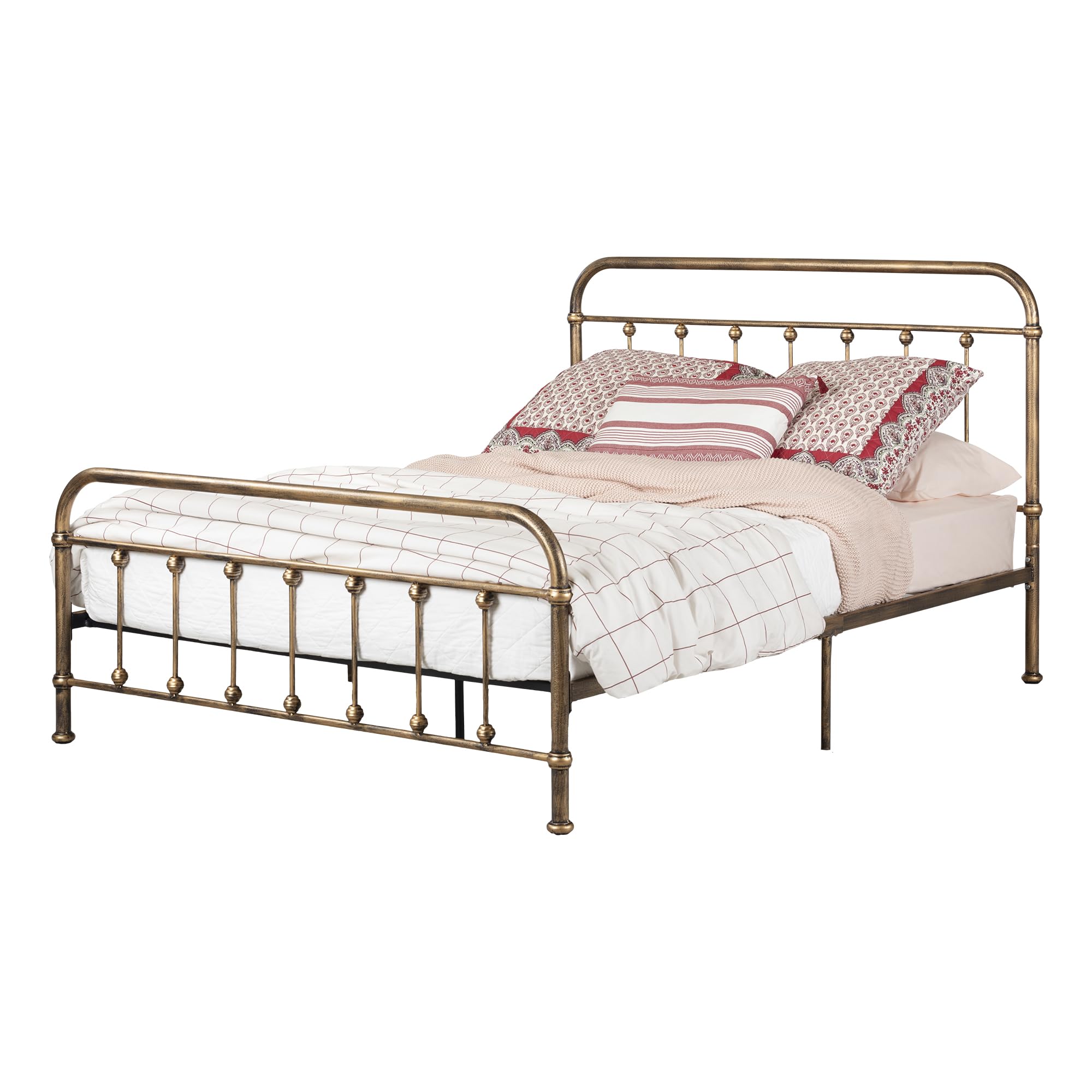 South Shore Prairie Metal Platform Bed Frame - Queen Size, Bronze Finish | Sturdy & Modern Bedroom Furniture for Small Spaces & Apartments