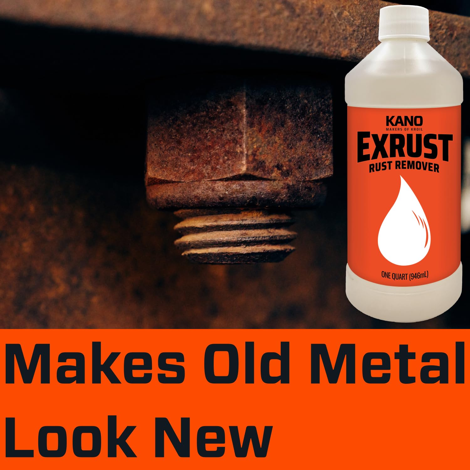 Kano Exrust Industrial Strength Rust Remover - 1 Gallon Bottle (Case of 2) | Fast-Acting Penetrating Rust Removal for Steel, Stainless Steel, Wrought Iron, Cast Iron & Sheet Metal | Ideal for Automotive, Car Parts, Machinery & Metal Restoration Projects (AZEX011C2)