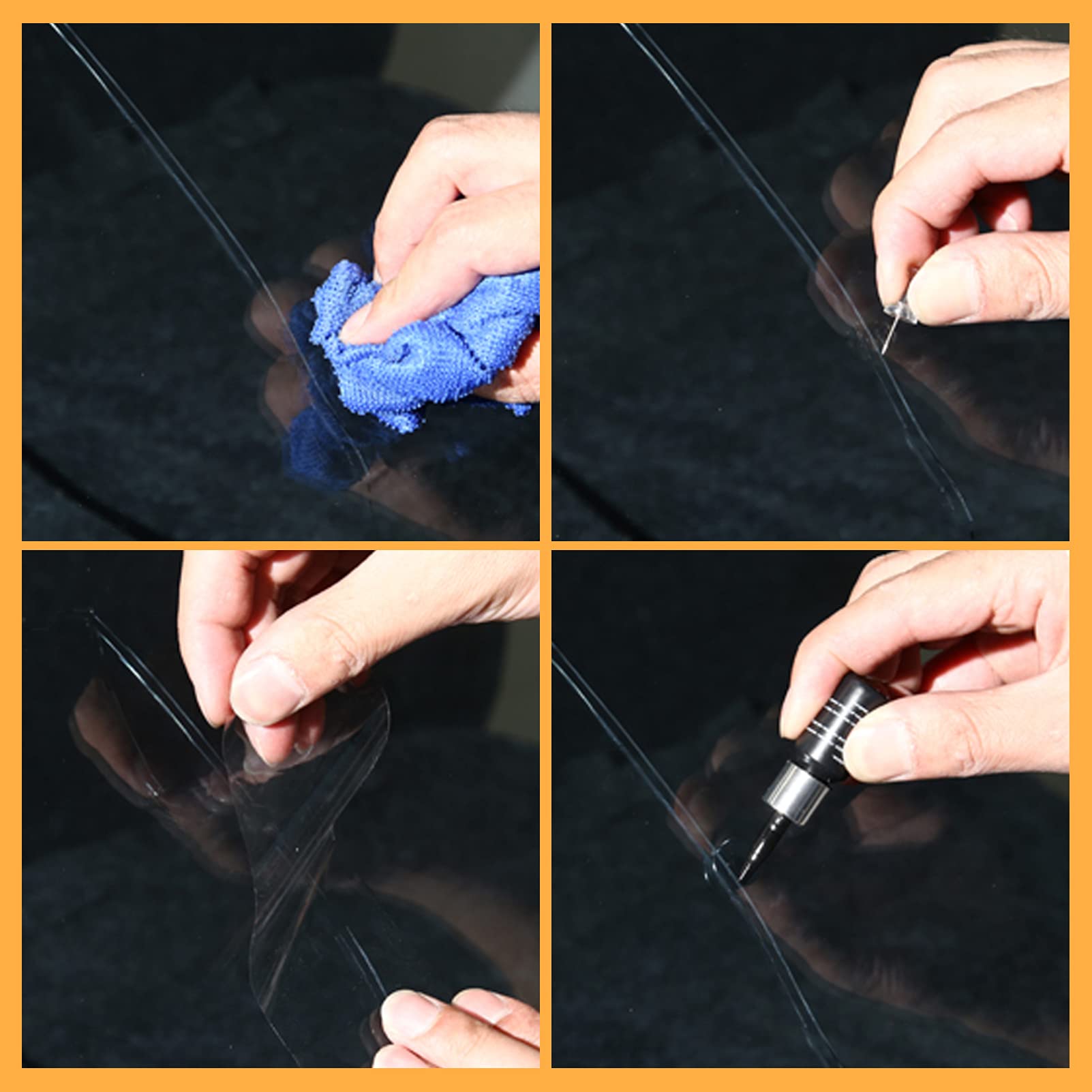 Wakauto 2 Sets Professional Car Windshield Crack Repair Kit - DIY Auto Glass Repair Tool for Chips, Cracks & Bullseyes - Perfect for Home, Roadside & Emergency Vehicle Maintenance