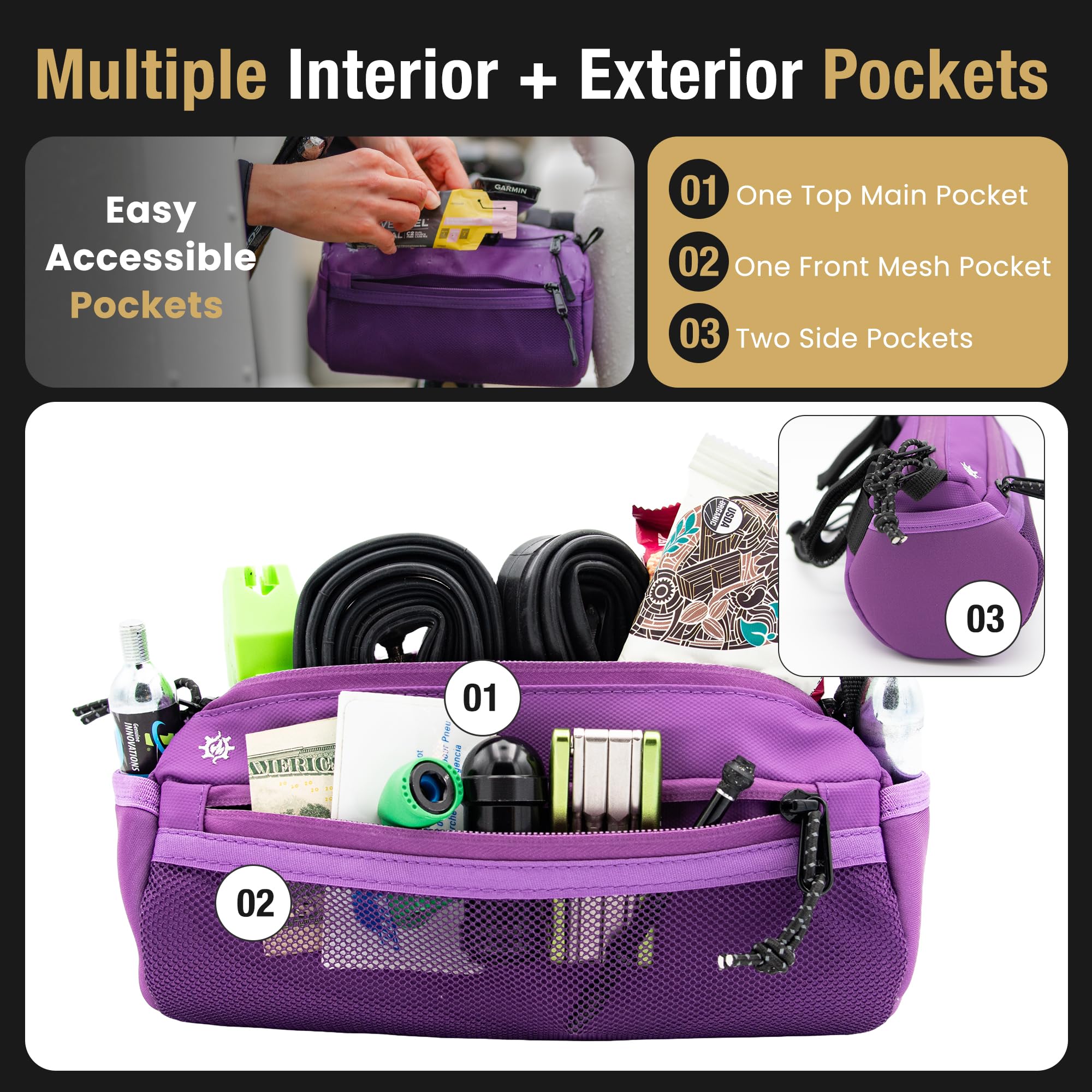 Lumiere & Co. Waterproof Bike Handlebar Bag - Front Bicycle Storage Pouch for Mountain & Road Bikes - Compact Cycling Accessory for Phone, Keys & Essentials - Perfect for Commuting, Touring & Outdoor Adventures