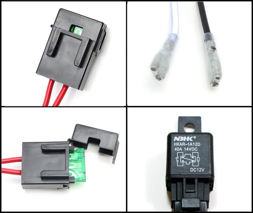 iJDMTOY 2-Output Universal Relay Wiring Harness with Reverse Light Blue LED ON/Off Rocker Switch - Compatible with LED Light Bars, Pod Lights, Fog & Driving Lights - Perfect for Off-Road, Trucks & ATVs
