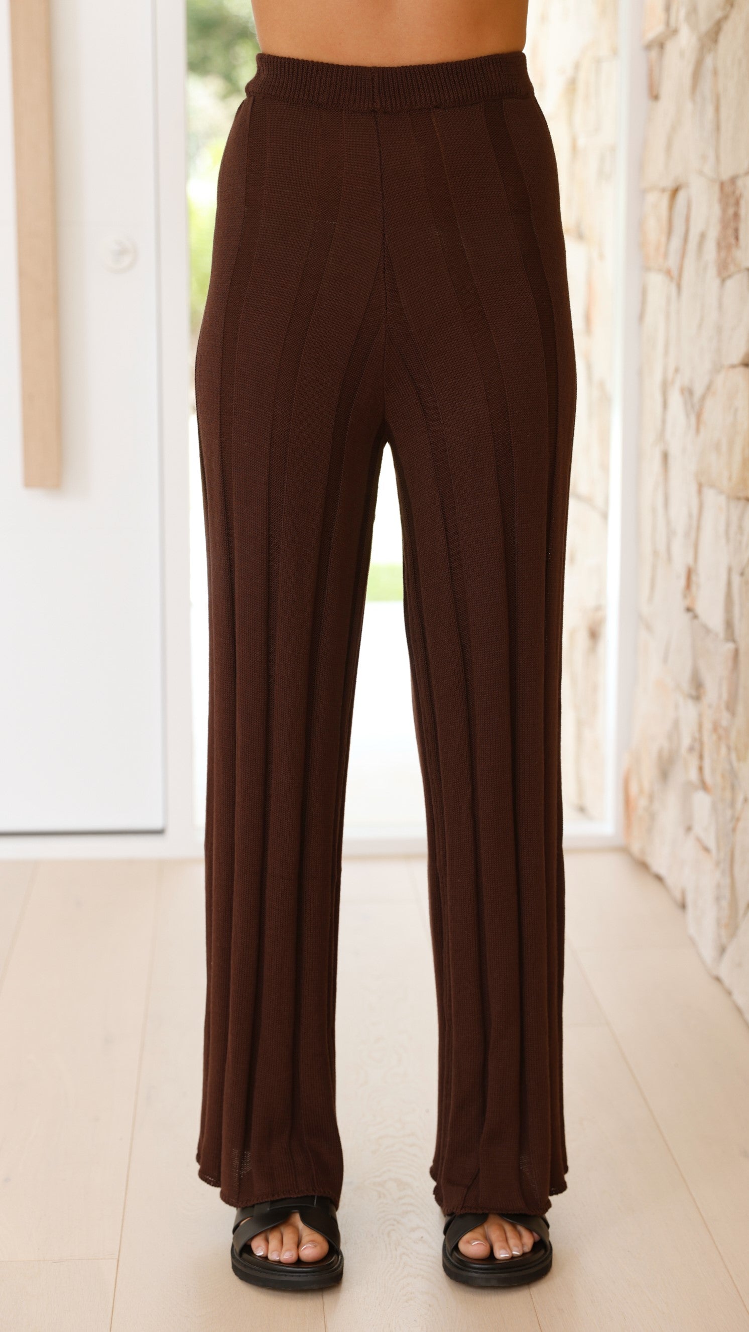 Bayu Knit Pants for Women - Soft Stretchy Comfortable High Waisted Lounge Pants in Brown | Perfect for Yoga, Home Wear & Casual Outfits